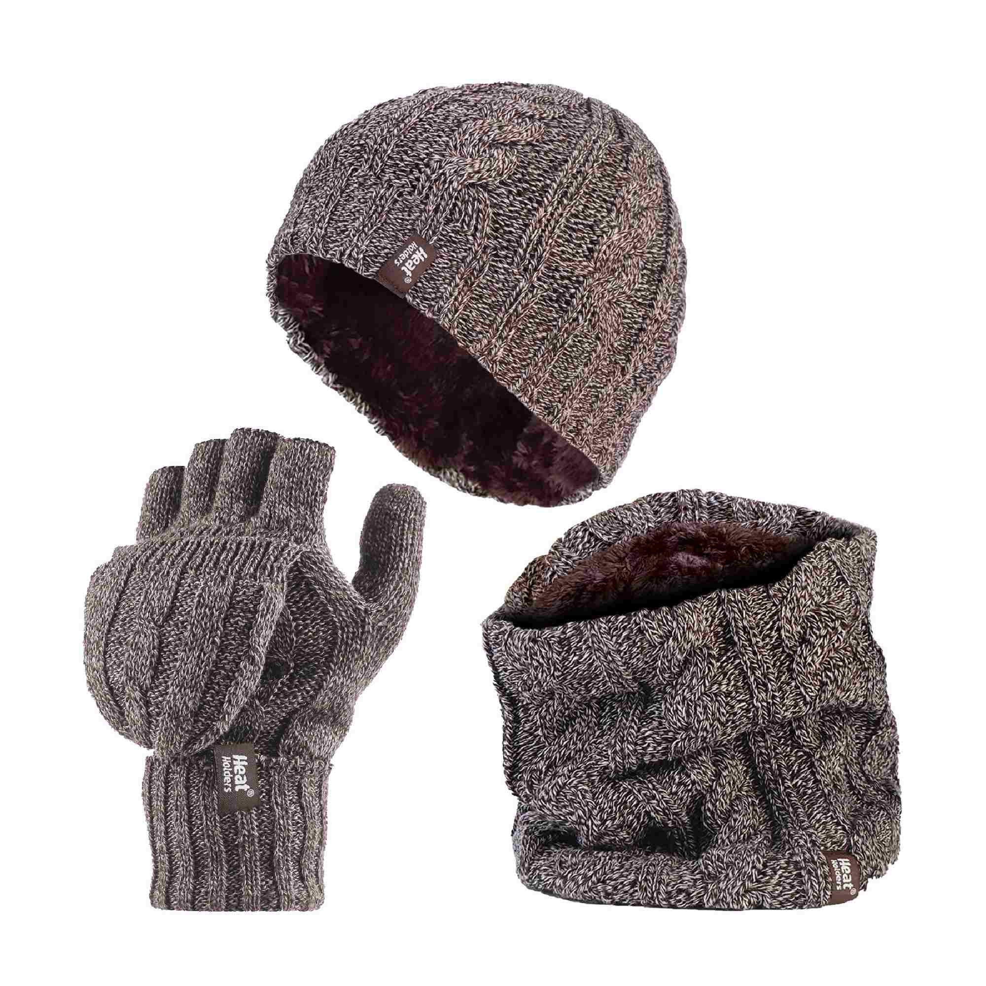 Ladies Fleece Lined Thermal Winter Hat, Neck Warmer & Converter Gloves Set - Image 9