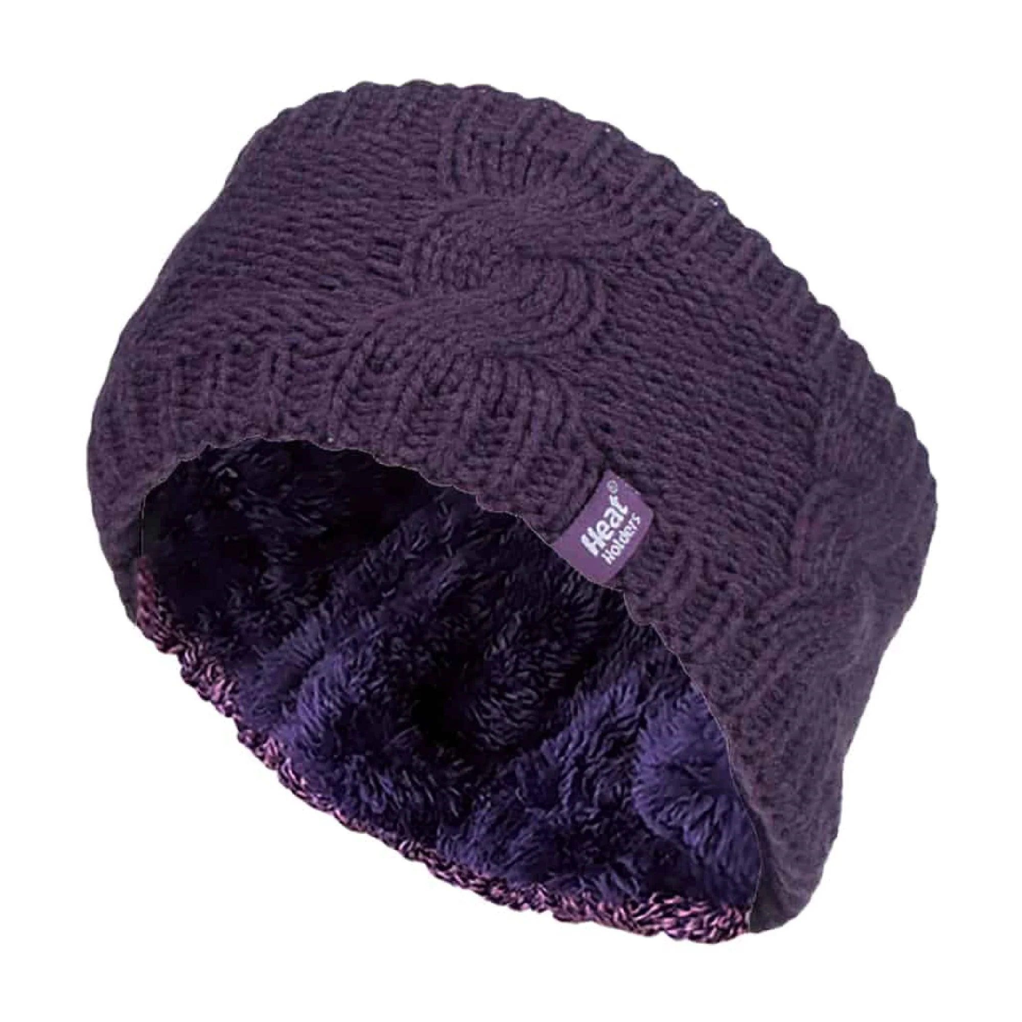 Ladies Cable Knitted Fleece Lined Thermal Winter Ear Warmer Headband - Image 29