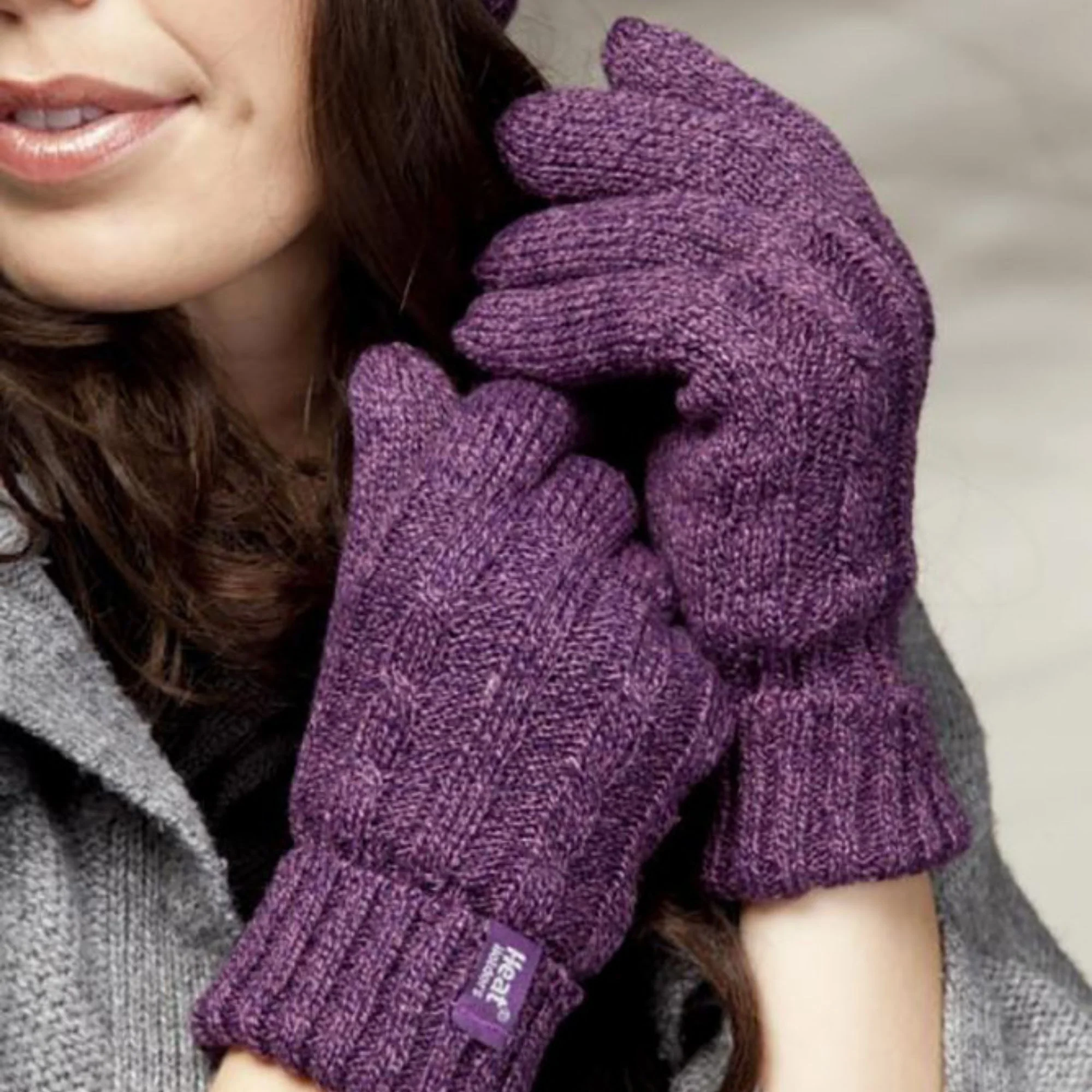 Ladies Cable Knit 2.3 Tog Fleece Lined Thermal Winter Gloves - Image 28