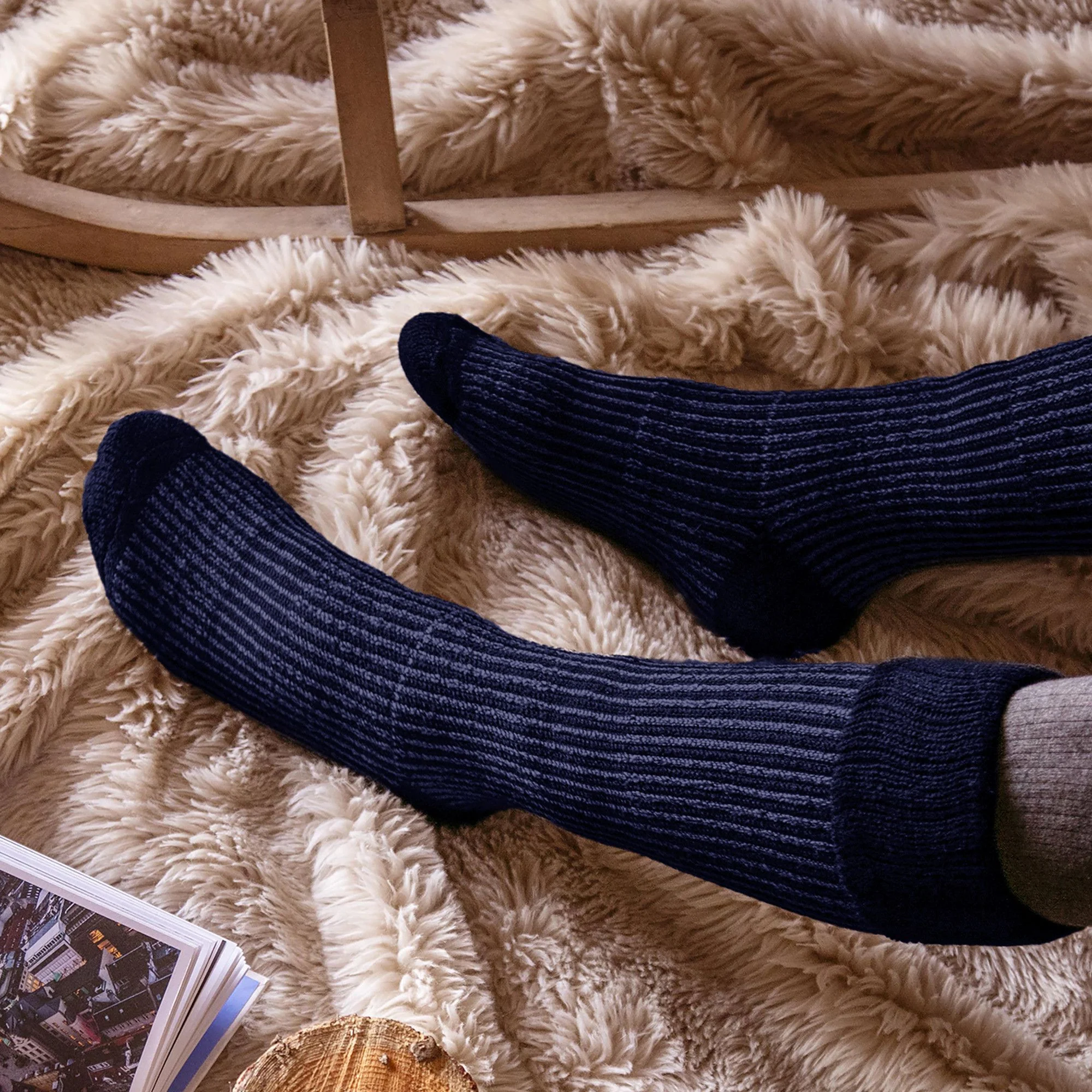 Mens Thick Winter Warm Knee High Ribbed Thermal Boot Socks - Image 7