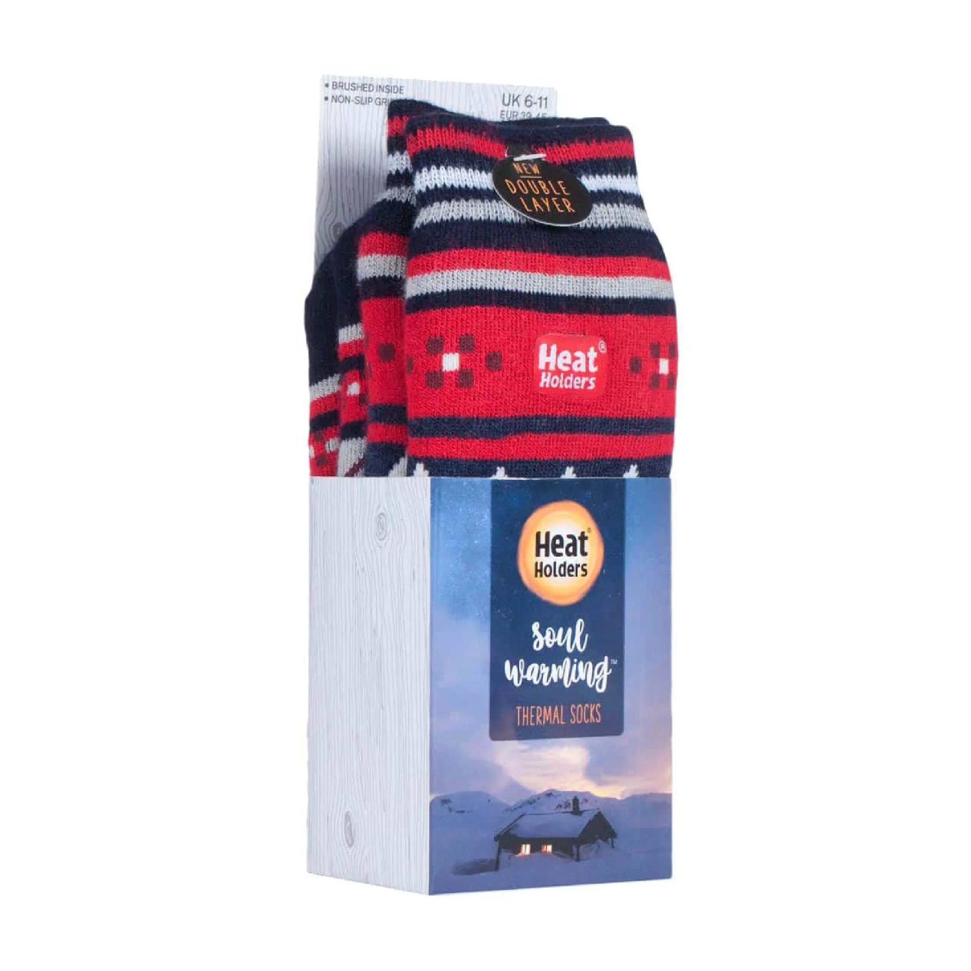 Mens Nordic Patterned Non Slip Thermal Slipper Socks with Grips - Image 10