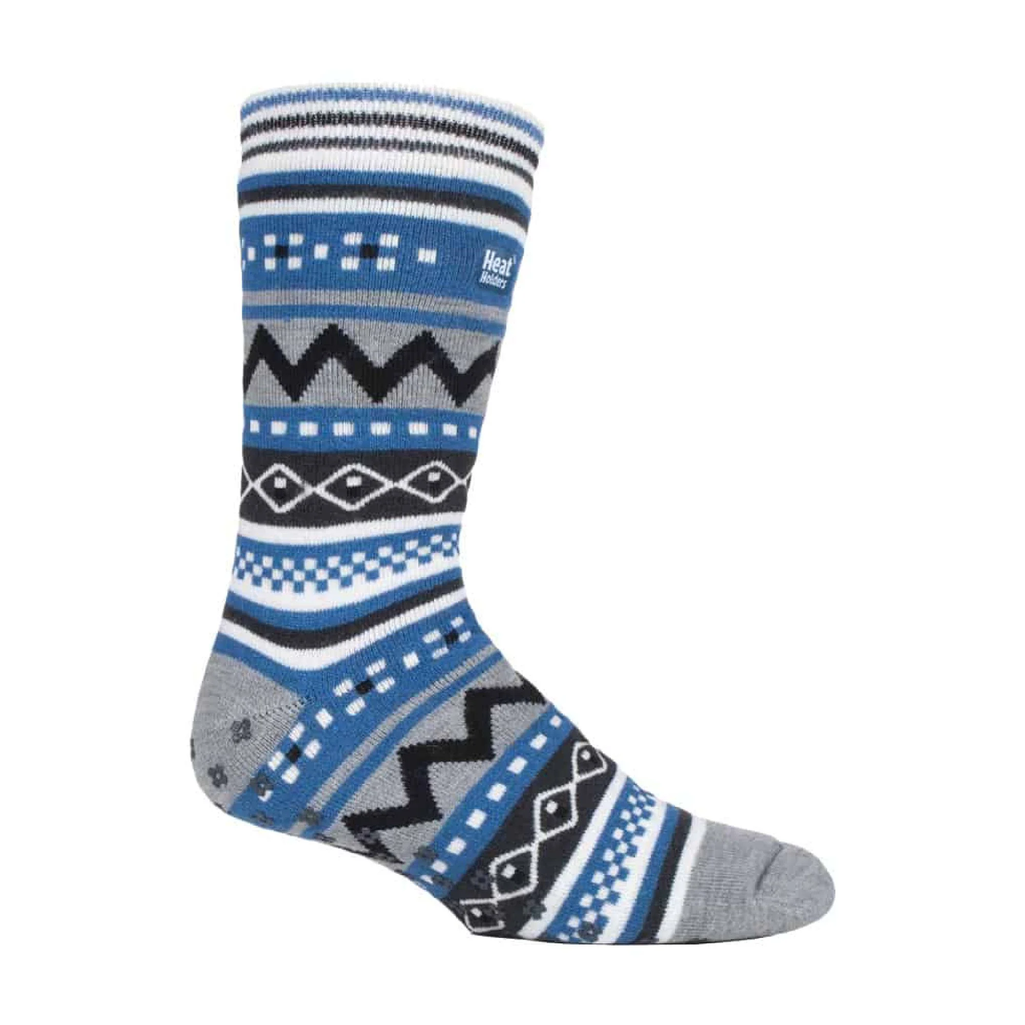 Mens Nordic Patterned Non Slip Thermal Slipper Socks with Grips - Image 5