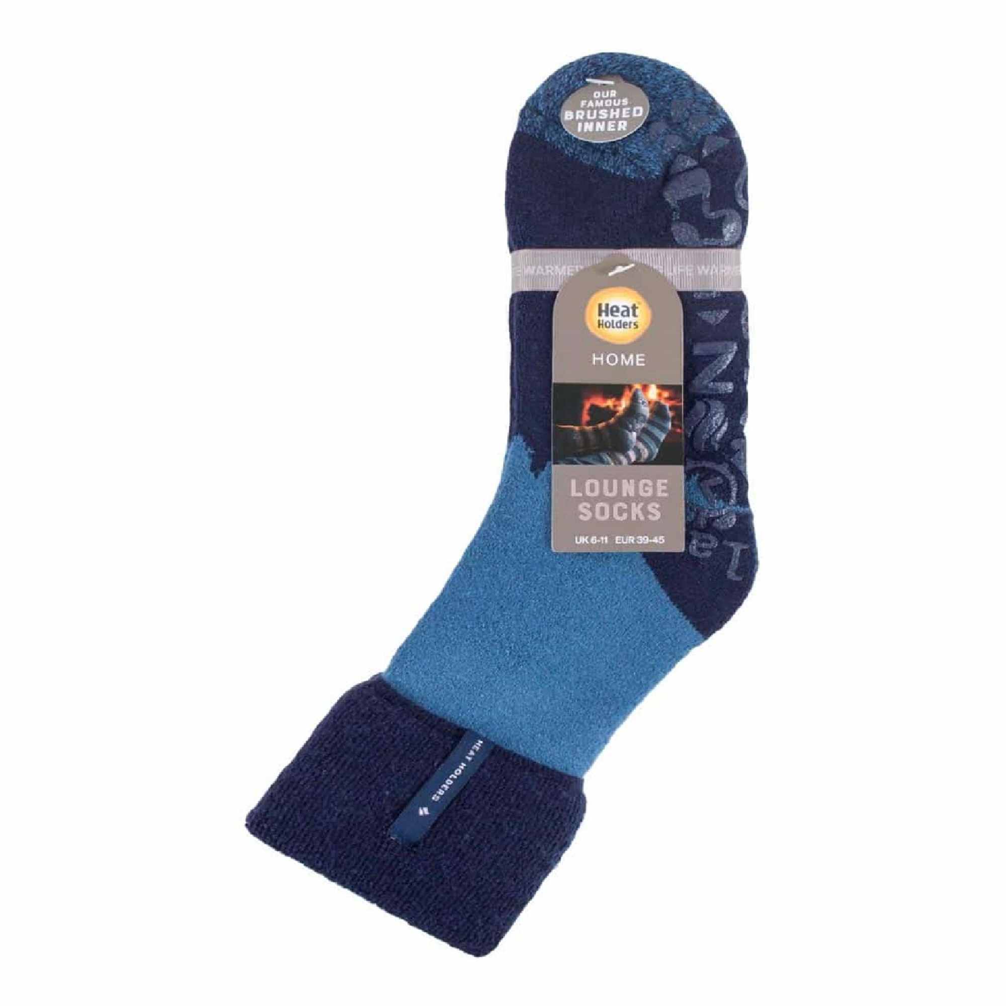 Mens Turnover Thermal Fleece Lined Bed Socks with Non Slip Grips - Image 10
