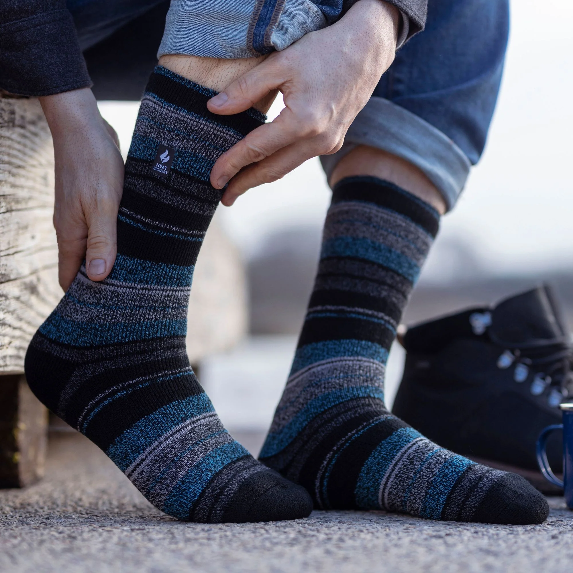 Mens Twist Patterned Thick Winter Warm Thermal Socks - Image 56