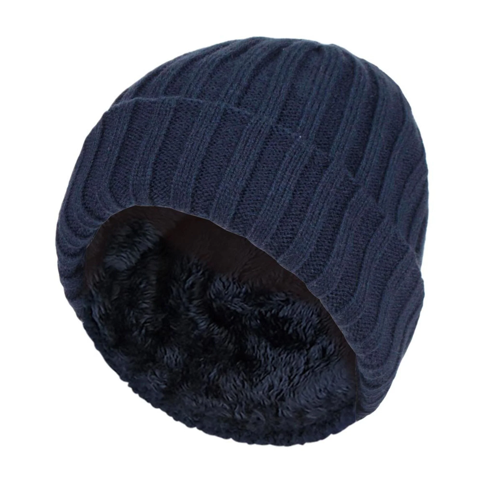 Boys Every Day Casual Wear Ribbed Turnover Winter Hat for Kids - Image 4