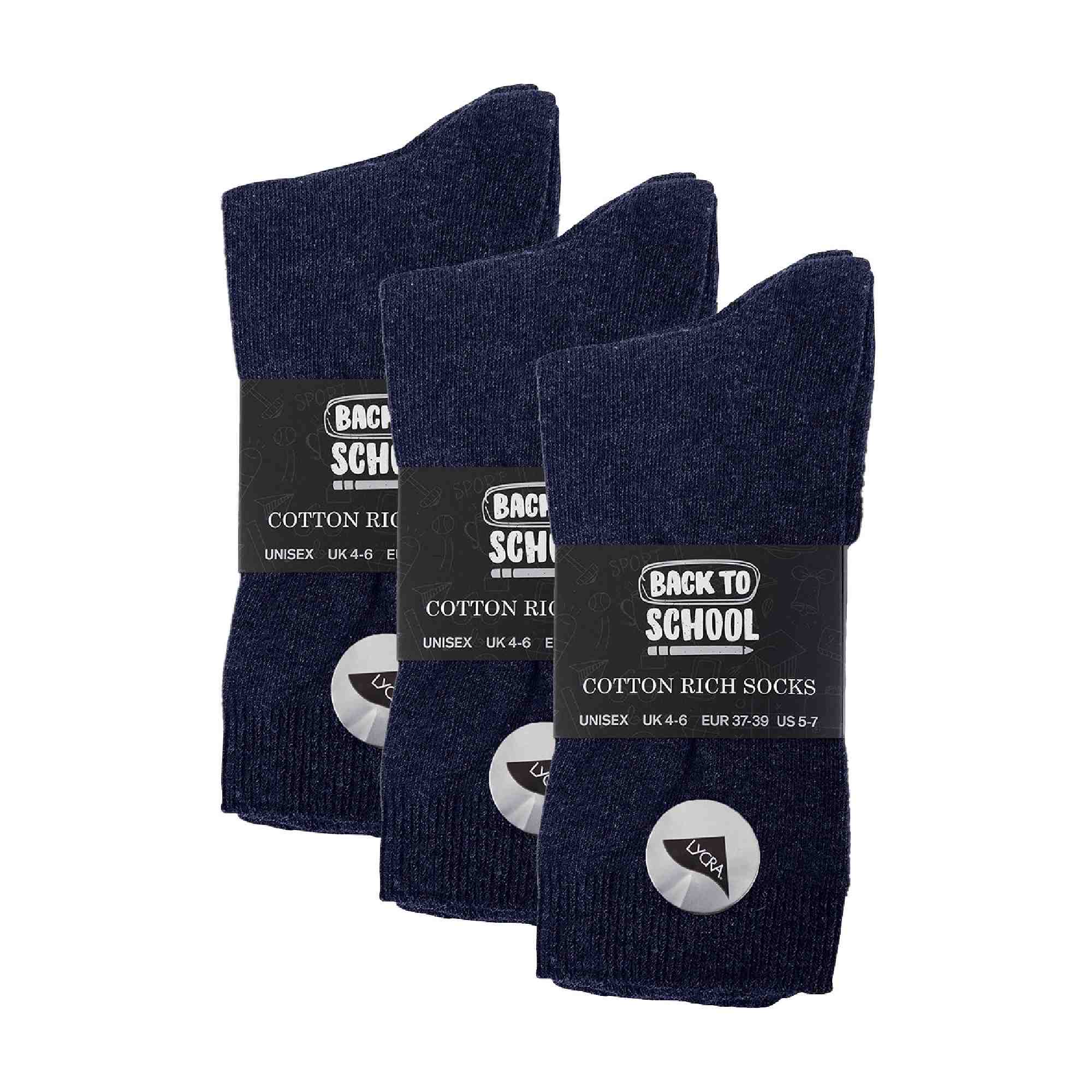 6 Pack Girls & Boys Plain Soft Breathable Cotton School Socks (3 Sizes) - Image 10