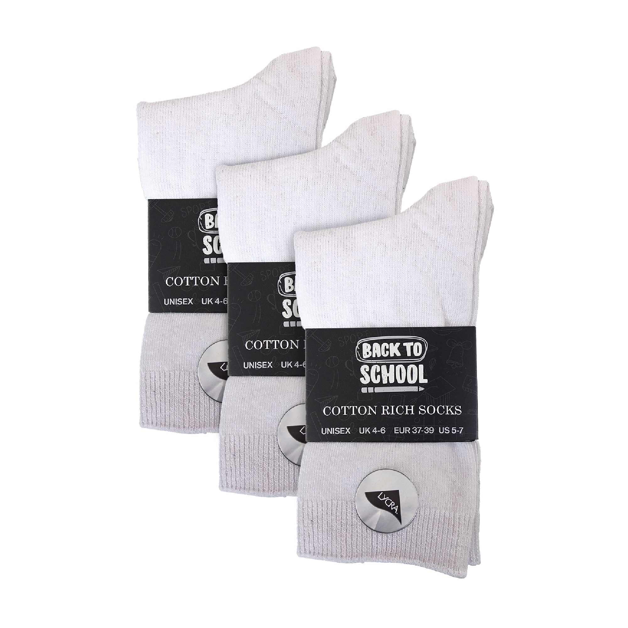 6 Pack Girls & Boys Plain Soft Breathable Cotton School Socks (3 Sizes) - Image 14