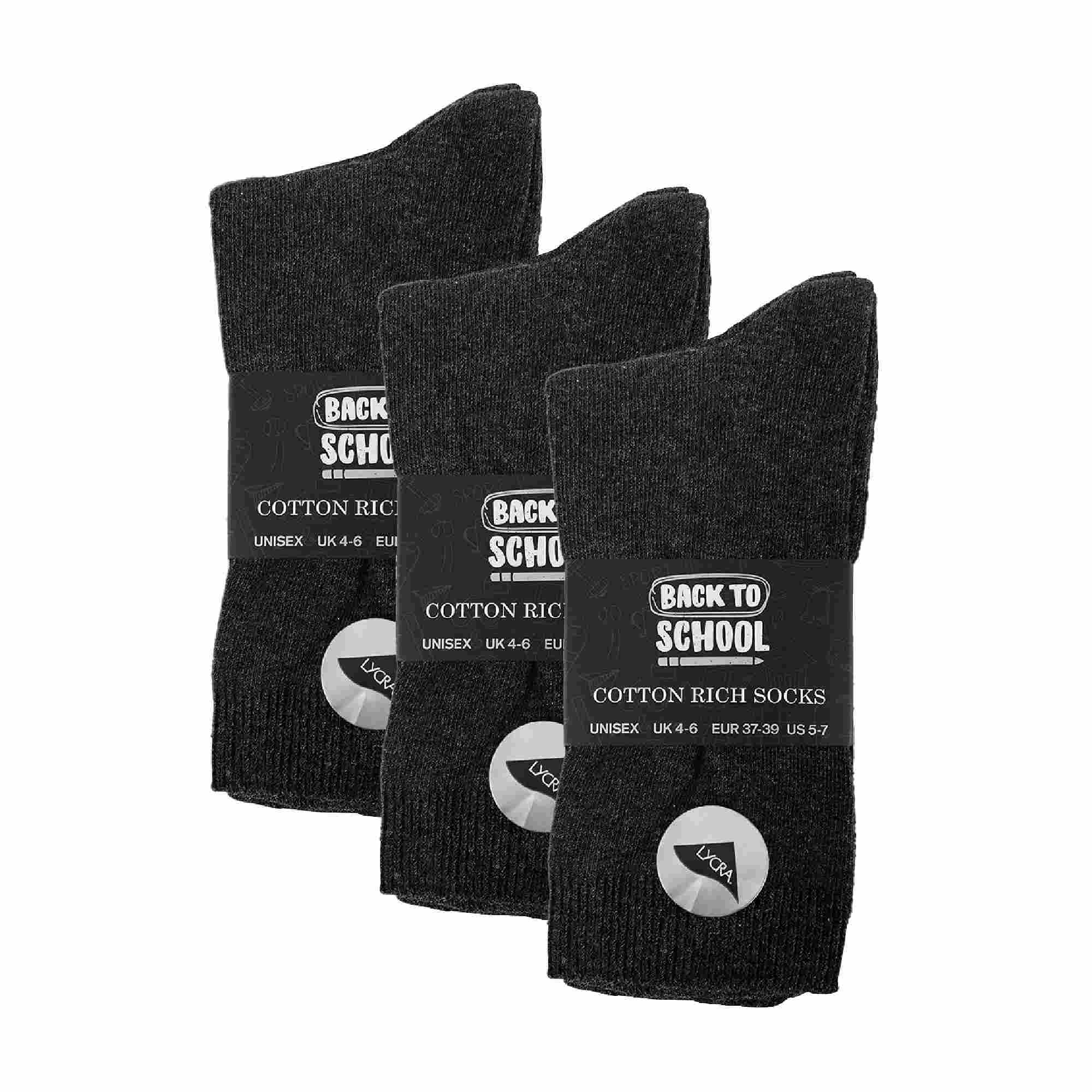 6 Pack Girls & Boys Plain Soft Breathable Cotton School Socks (3 Sizes) - Image 6