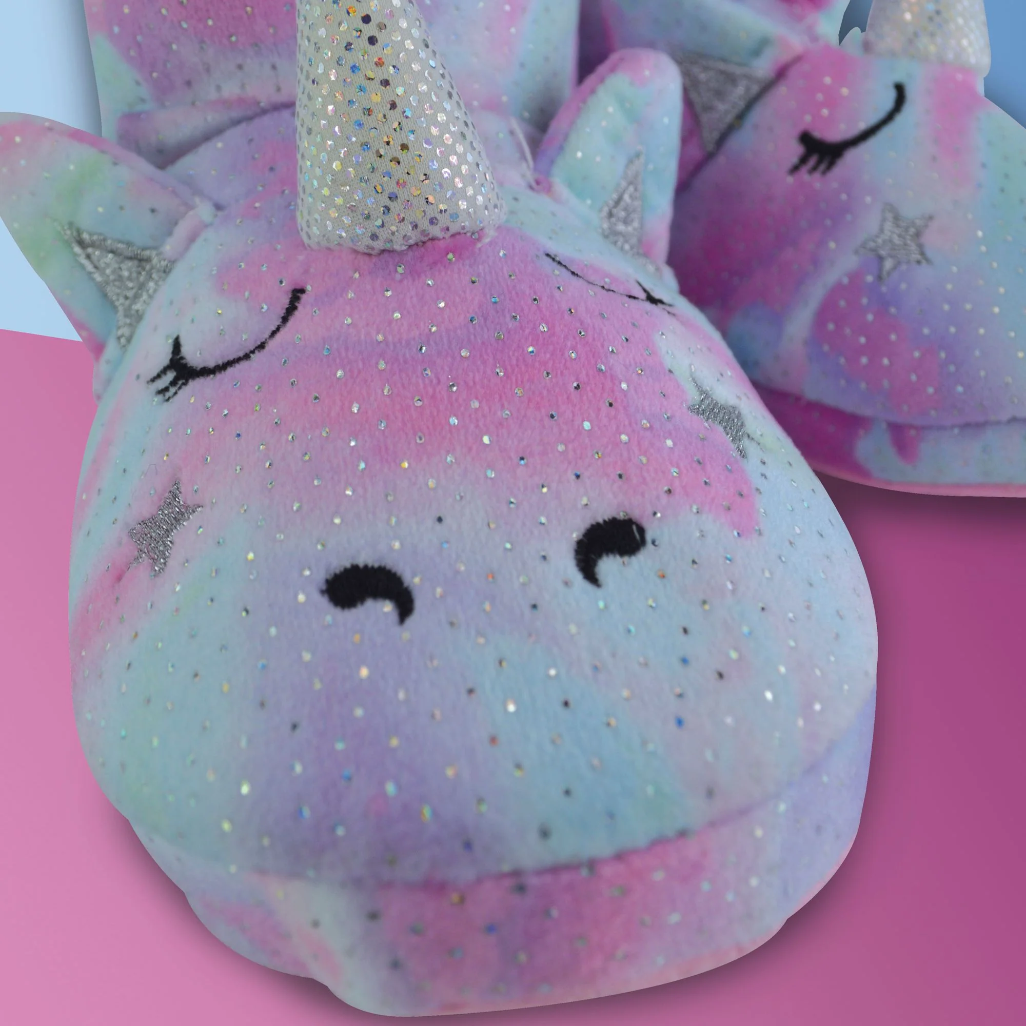 Kids 3D Pink Unicorn Rainbow Novelty Slipper Booties (4 Sizes) - Image 3