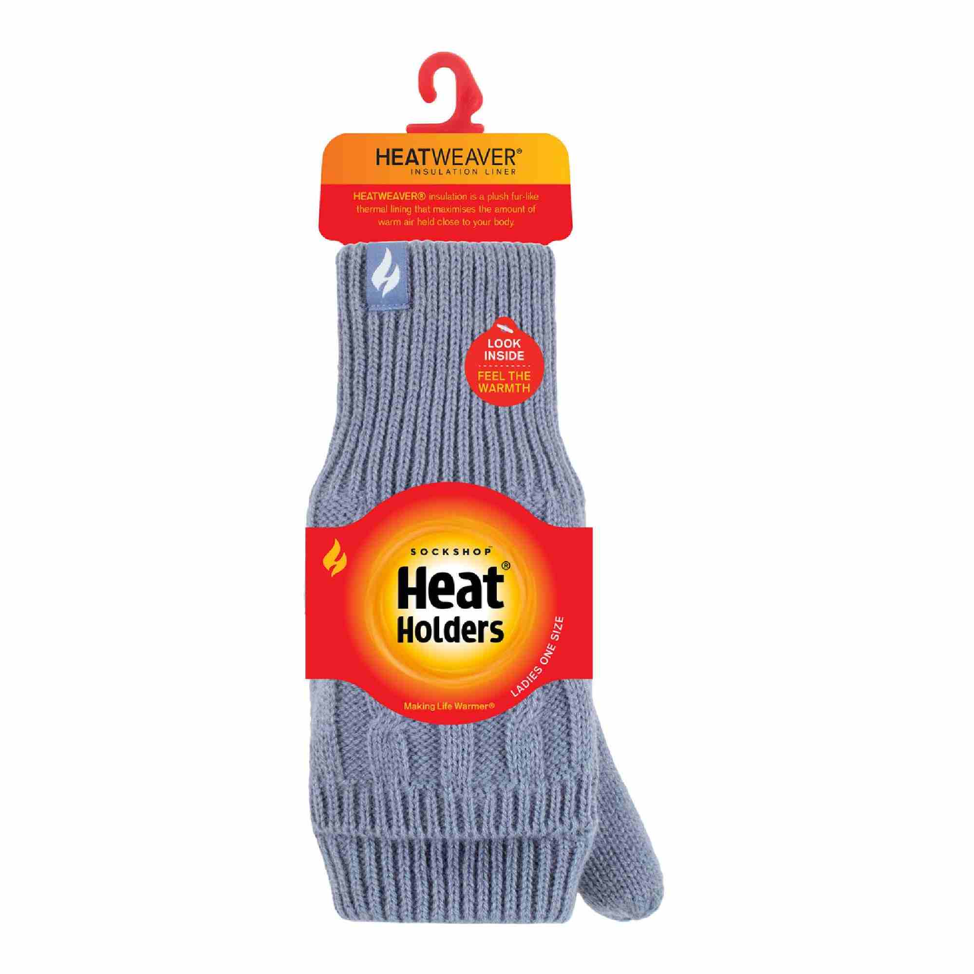 Ladies Cable Knit 2.3 Tog Thermal Winter Fingerless Converter Gloves - Image 22