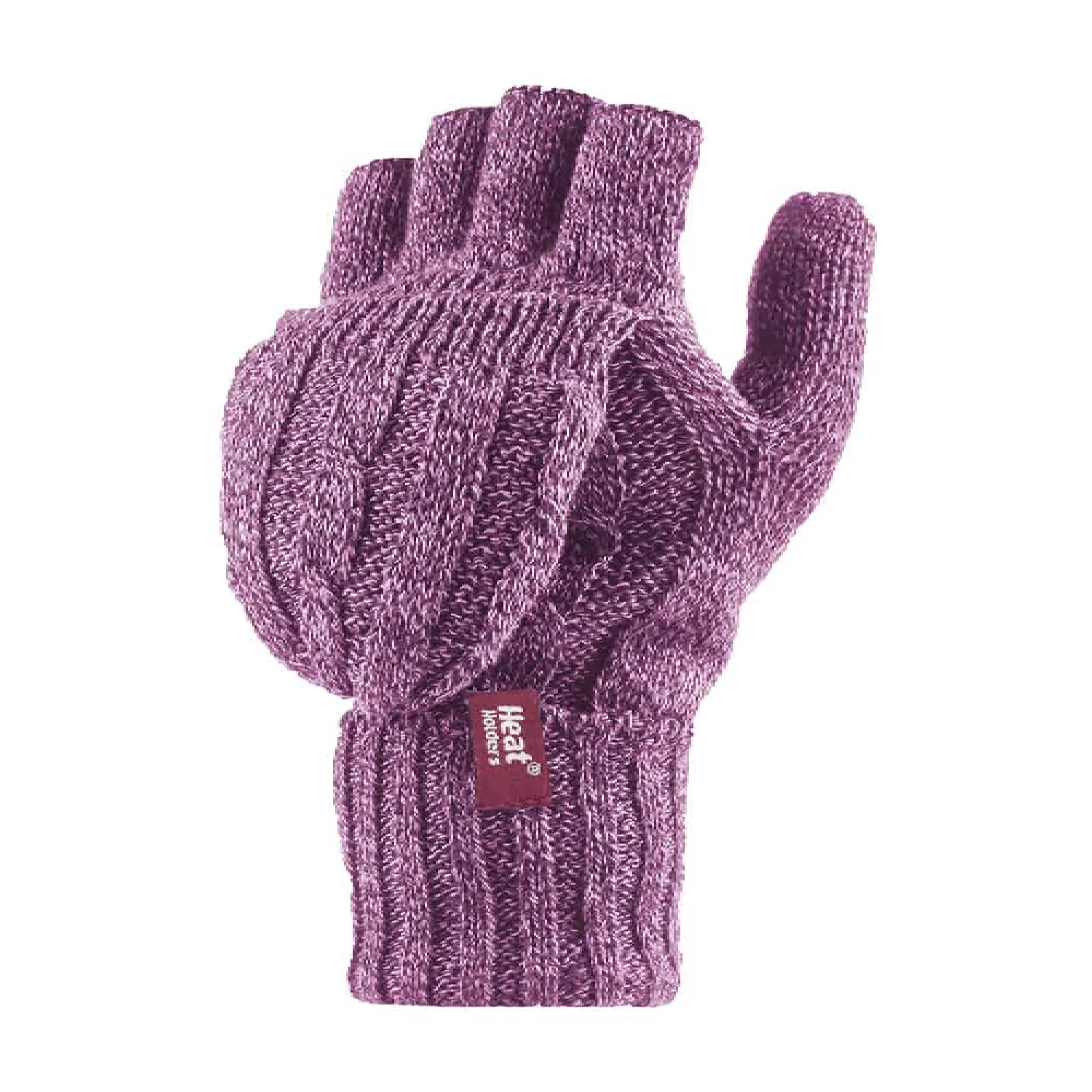 Ladies Cable Knit 2.3 Tog Thermal Winter Fingerless Converter Gloves - Image 41