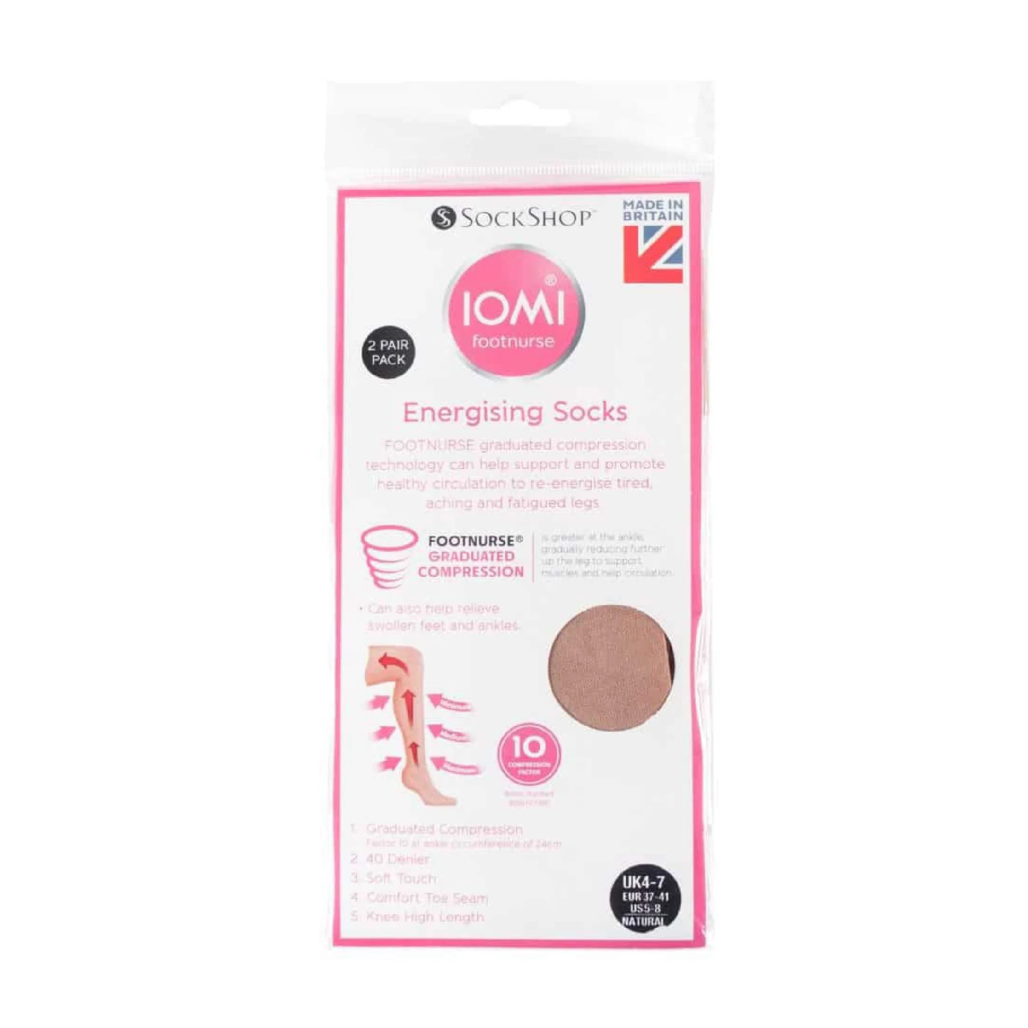 2 Pack Ladies 40 Denier Compression Knee High Energising Socks - Image 6