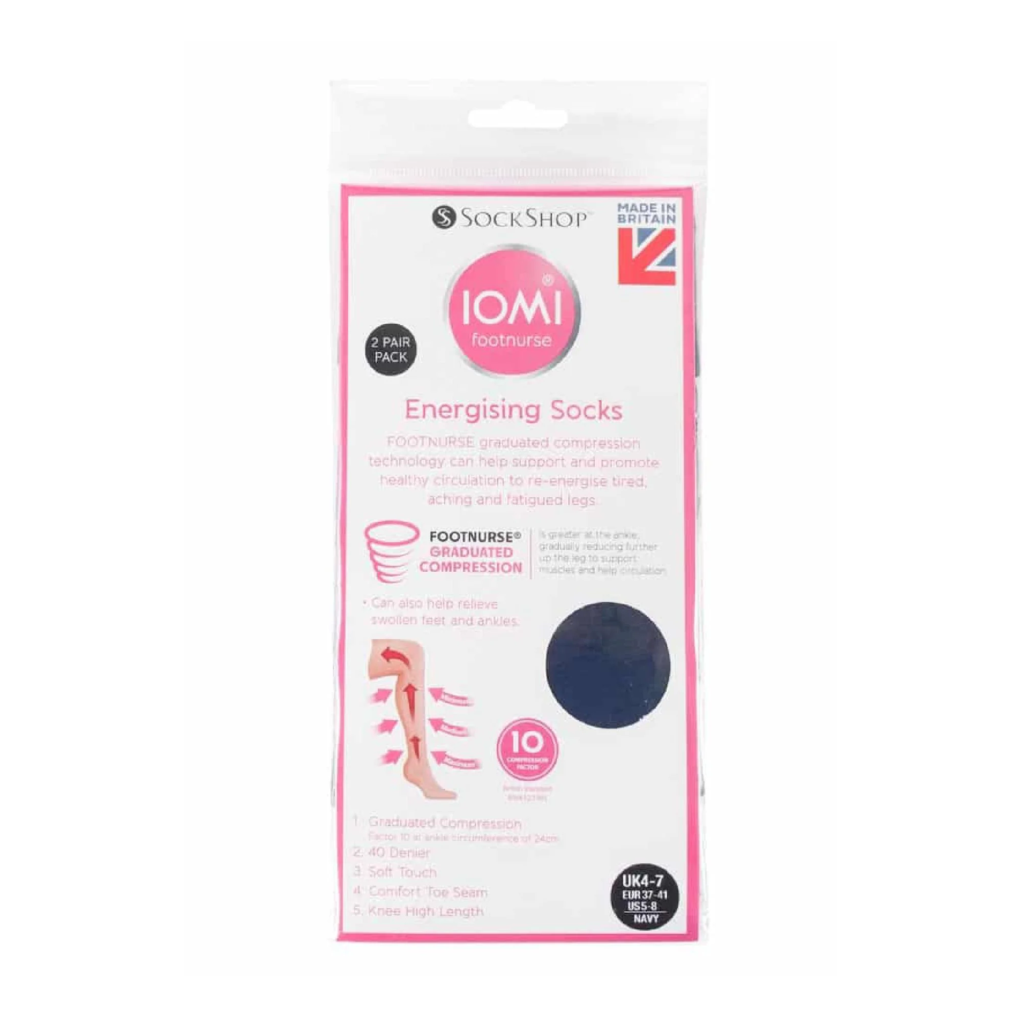 2 Pack Ladies 40 Denier Compression Knee High Energising Socks - Image 8