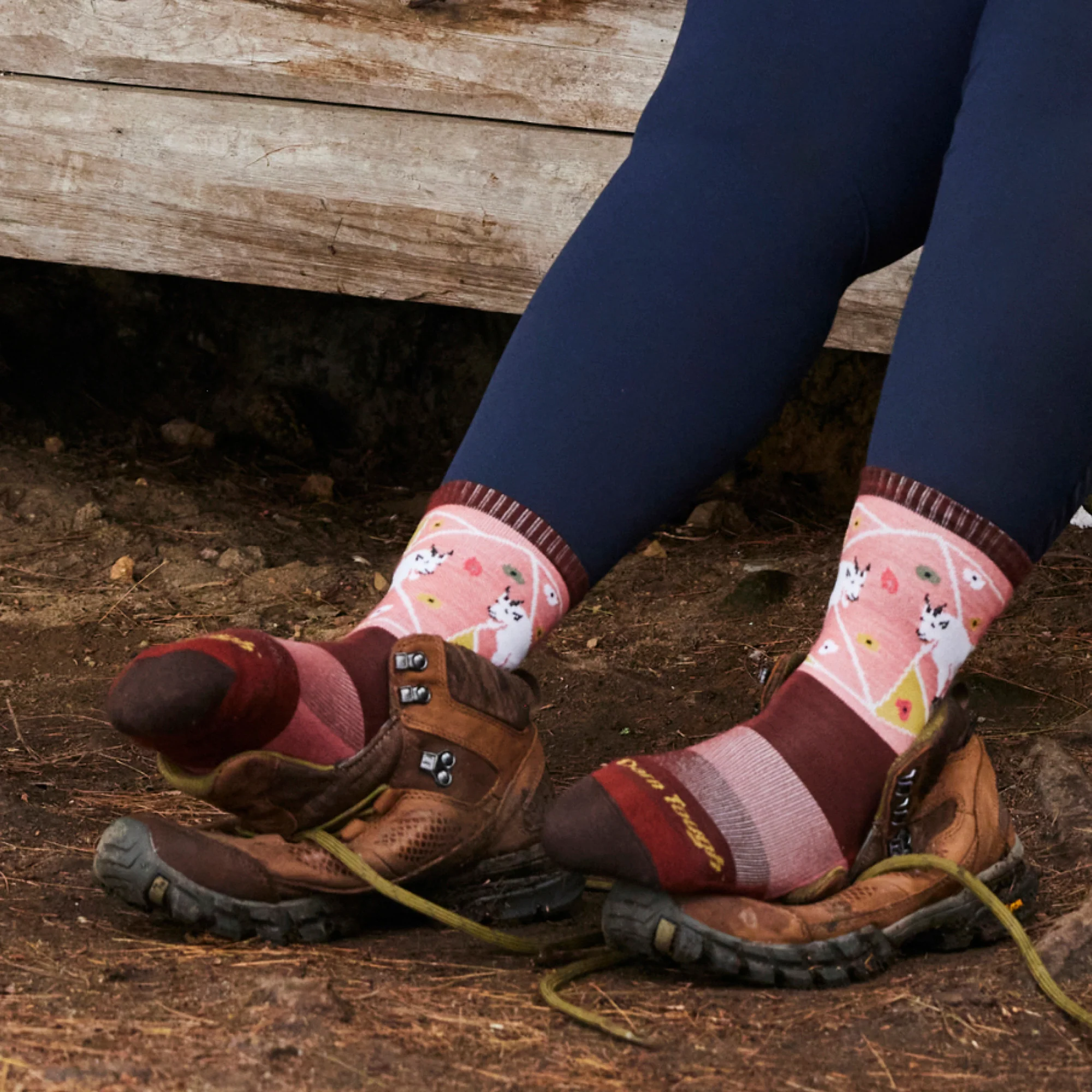 Ladies Merino Wool Animal Patterned Hiking Boot Socks - Image 7