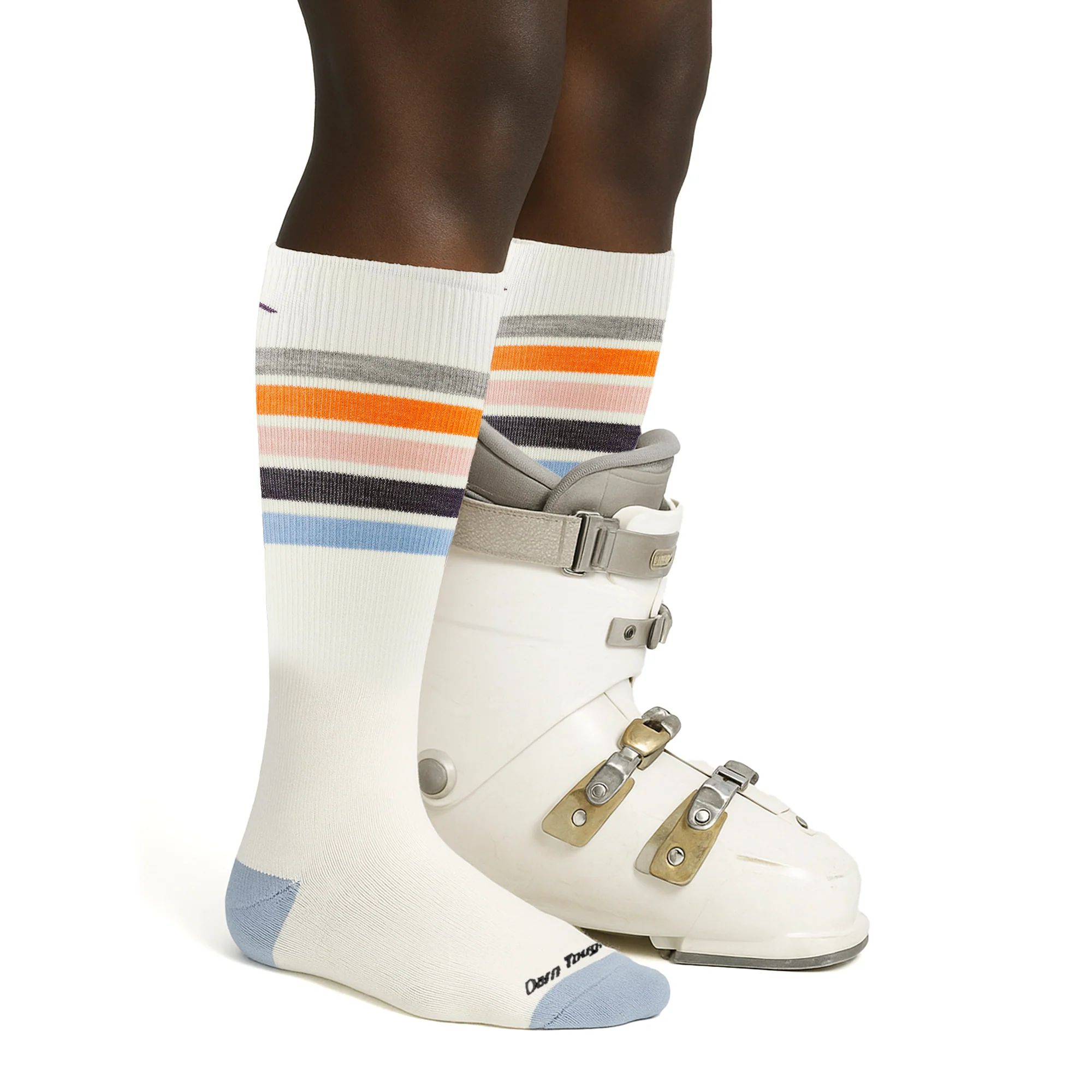 Ladies Over-the-Calf Midweight Ski Snowboard Striped Merino Wool Socks - Image 6