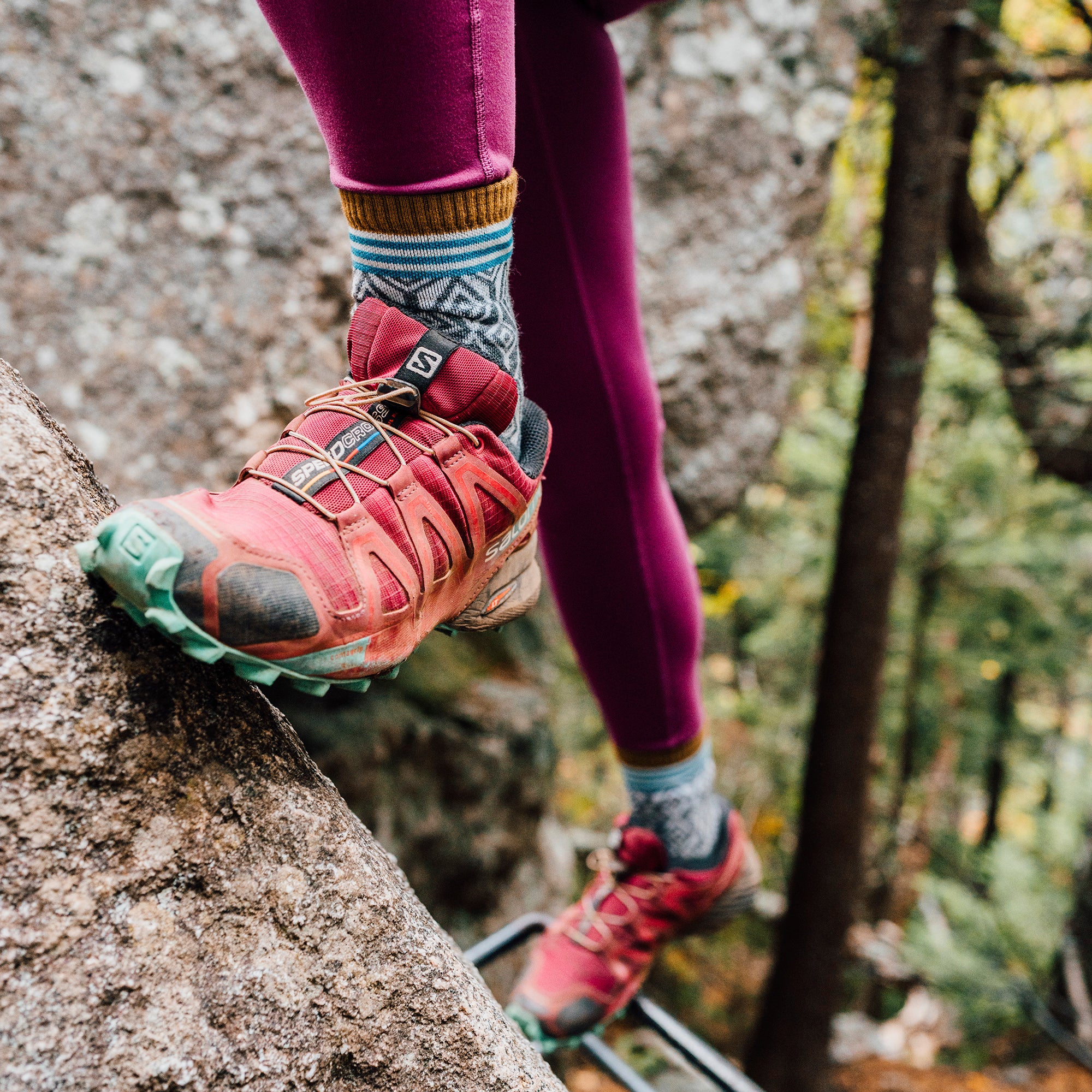 Ladies Patterned Micro Crew Hiking Merino Socks - Image 11