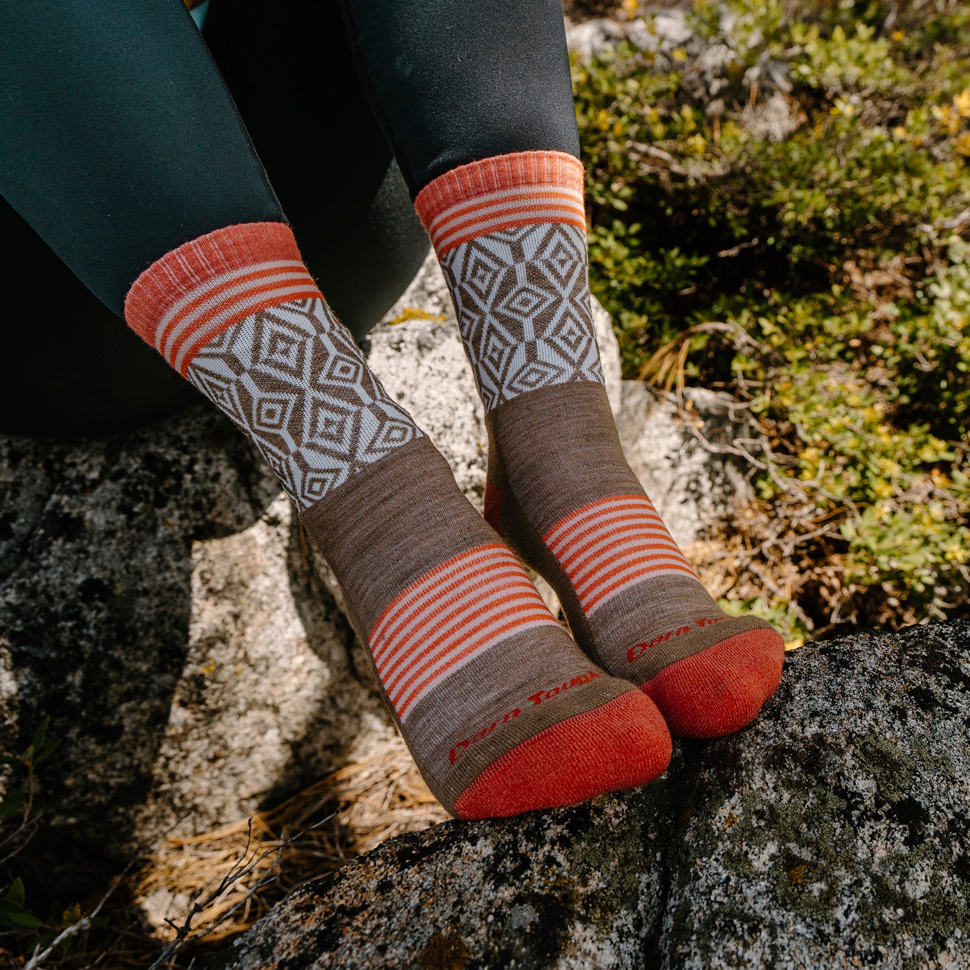 Ladies Patterned Micro Crew Hiking Merino Socks - Image 3