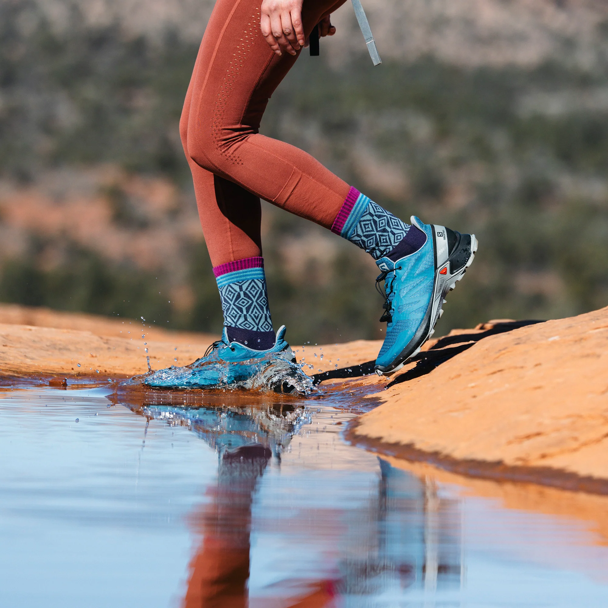 Ladies Patterned Micro Crew Hiking Merino Socks - Image 8