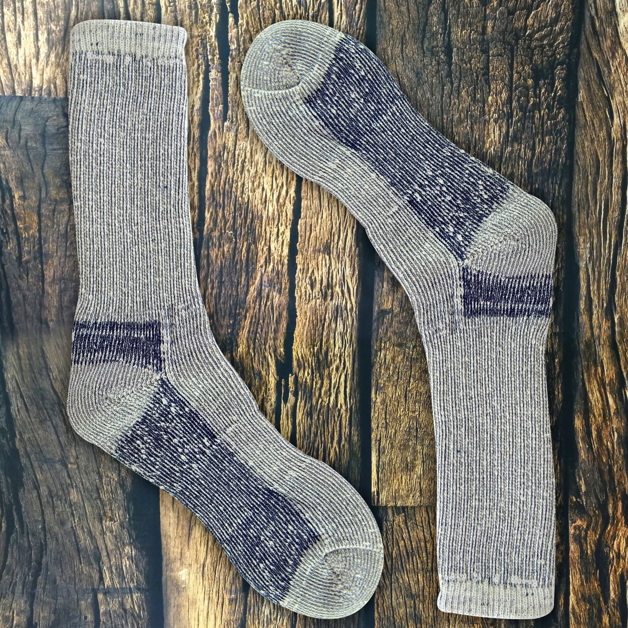 2 Pack Mens Cushioned Heel & Toe Thermal Wool Hiking Socks - Image 12