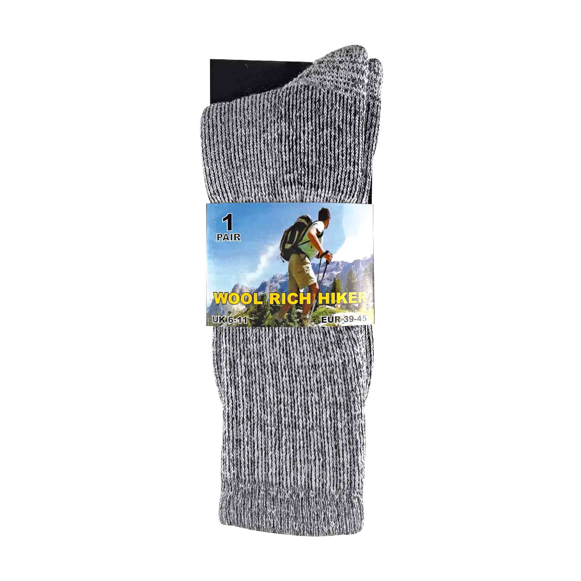 2 Pack Mens Cushioned Heel & Toe Thermal Wool Hiking Socks - Image 6