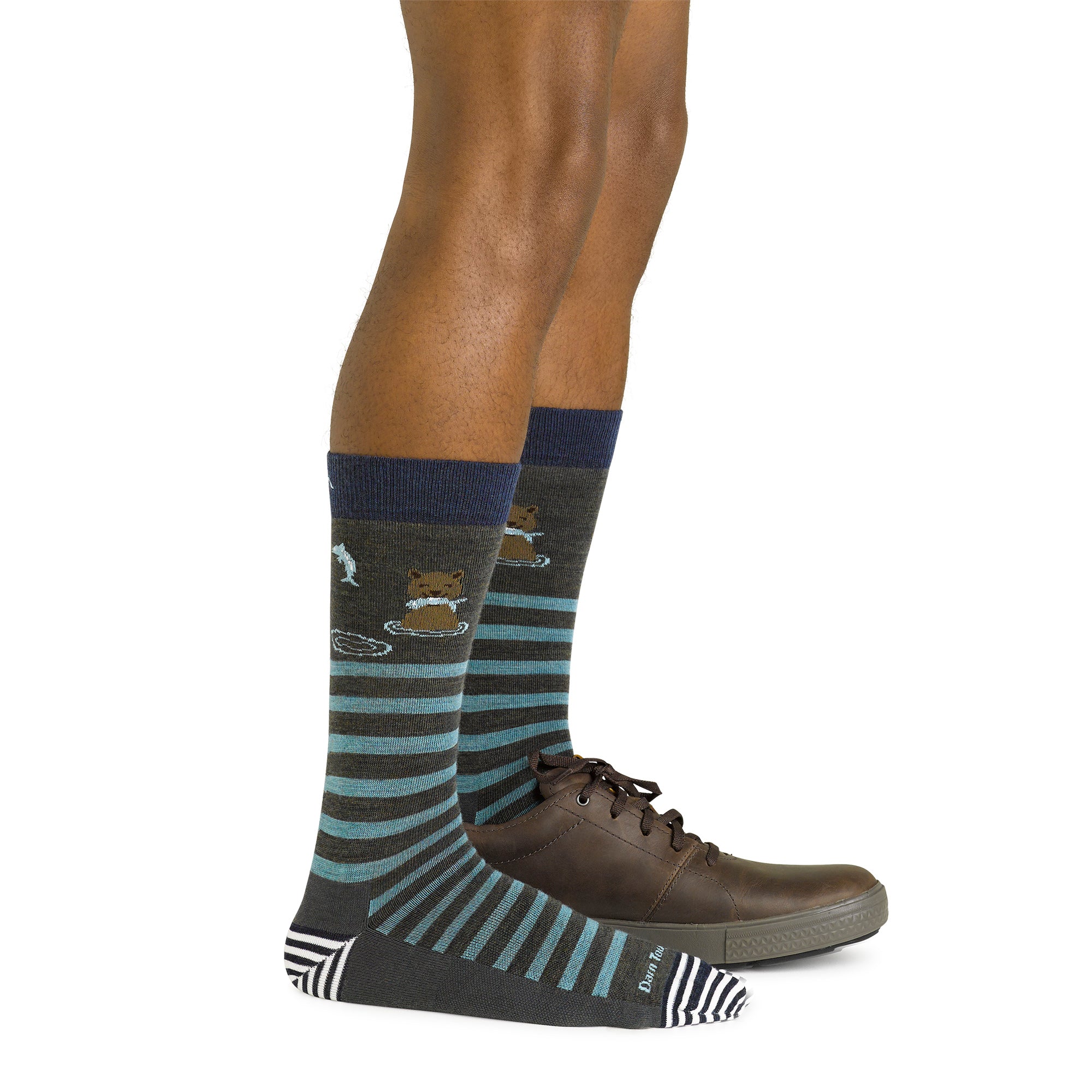 Mens Animal Patterned Crew Lightweight Seamless Merino Wool Socks - Image 11