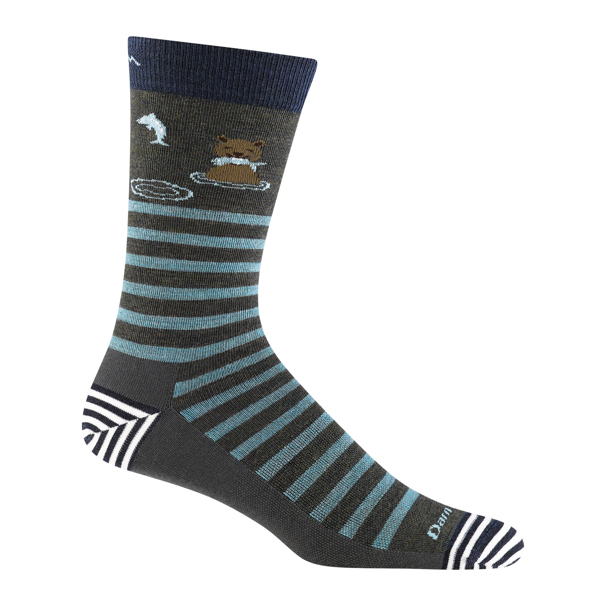 Mens Animal Patterned Crew Lightweight Seamless Merino Wool Socks - Image 9