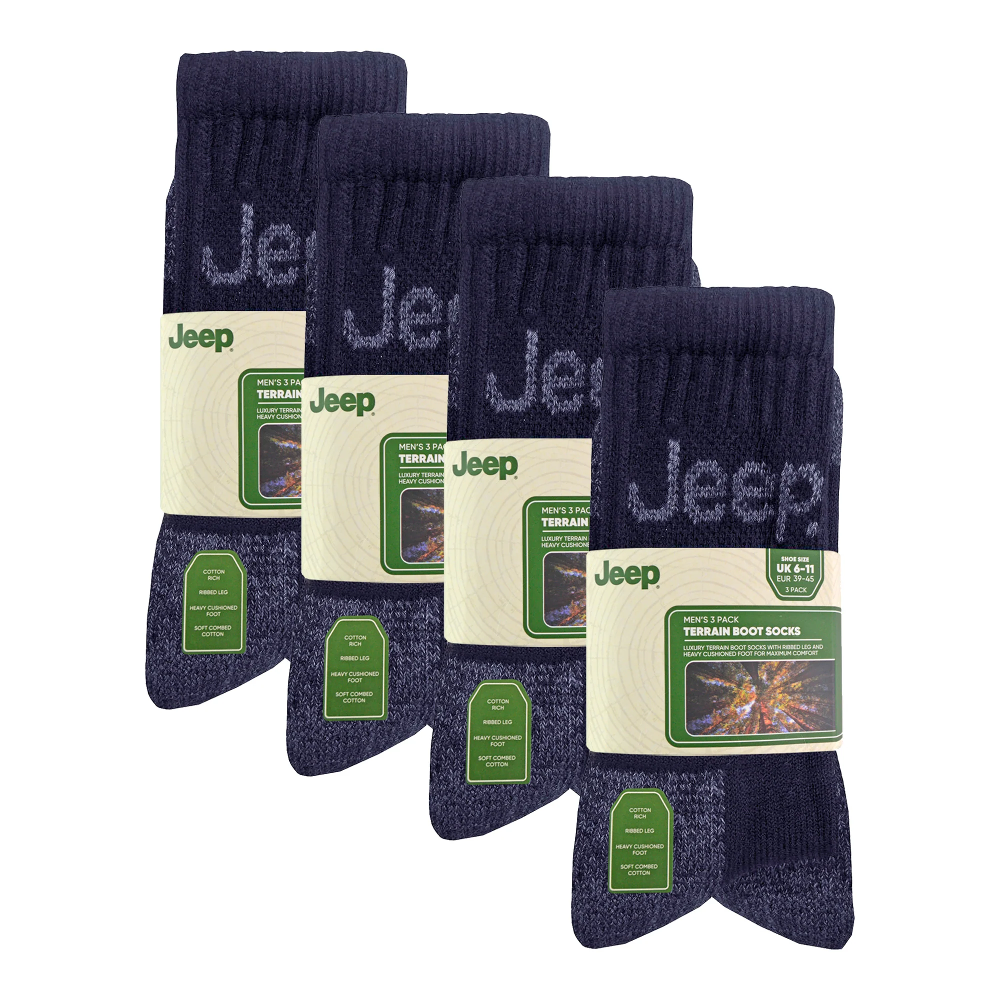 Mens Luxury Cushioned Cotton Hiking Socks (Multipack Options) - Image 46