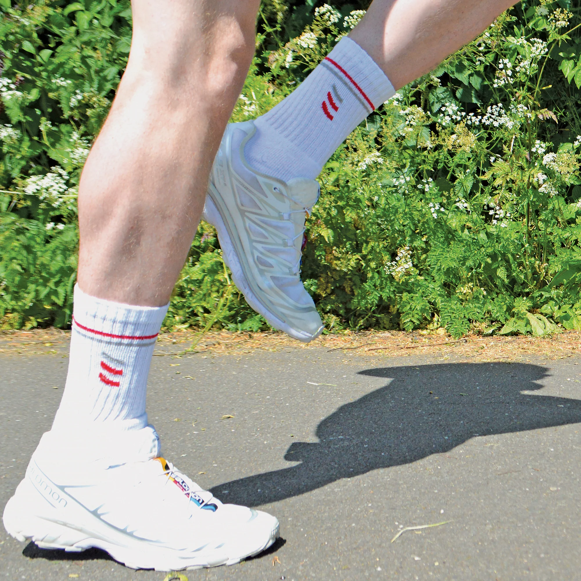 Mens Retro Stripe Cotton Sports Socks in White & Black (Multipack Options) - Image 12