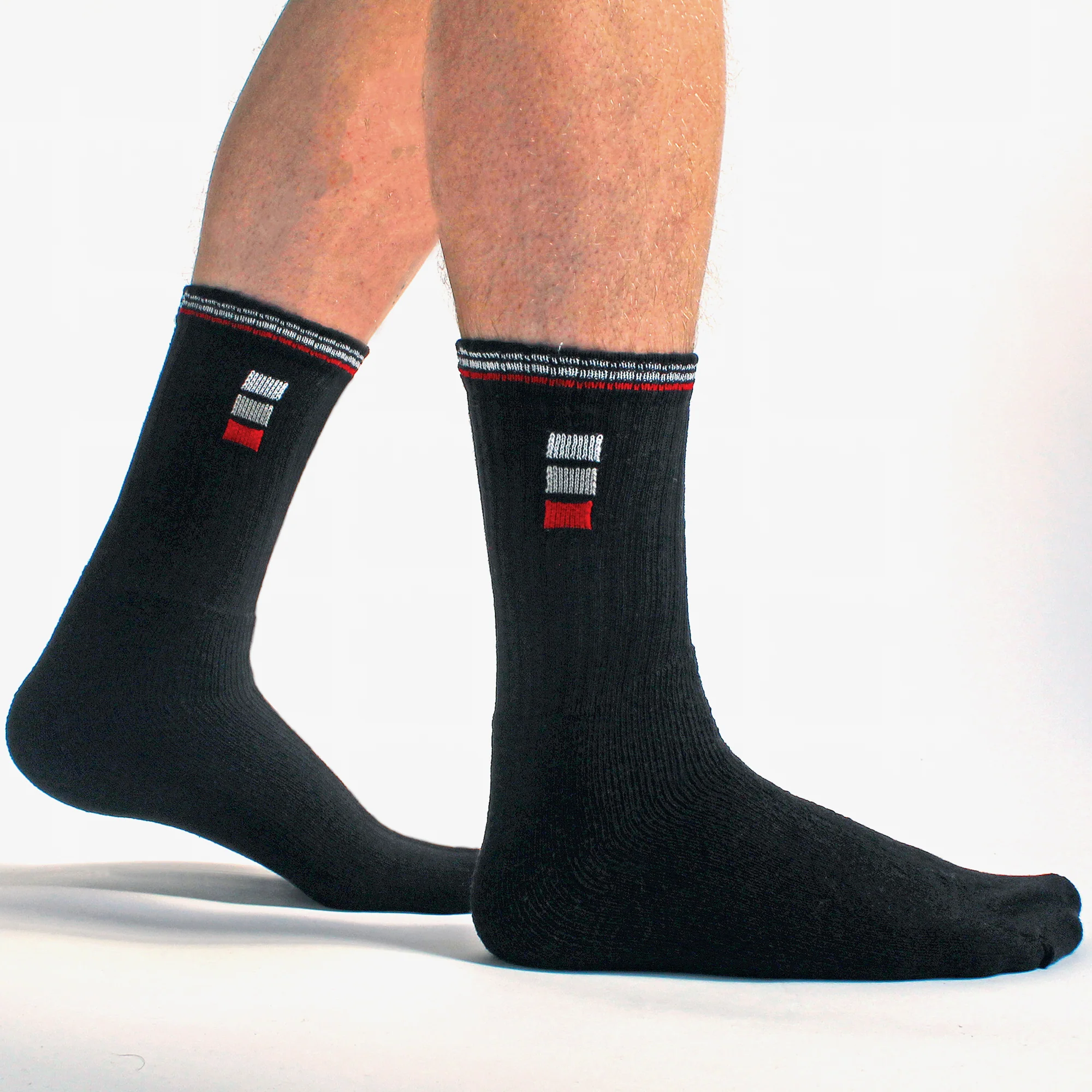 Mens Retro Stripe Cotton Sports Socks in White & Black (Multipack Options) - Image 15