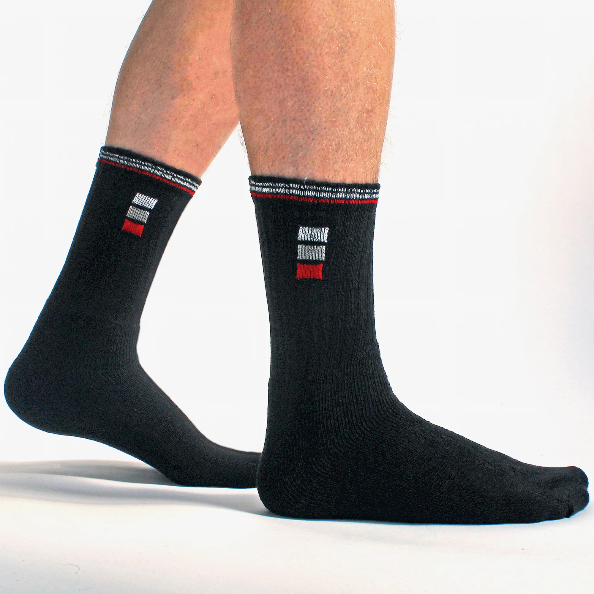 Mens Retro Stripe Cotton Sports Socks in White & Black (Multipack Options) - Image 23