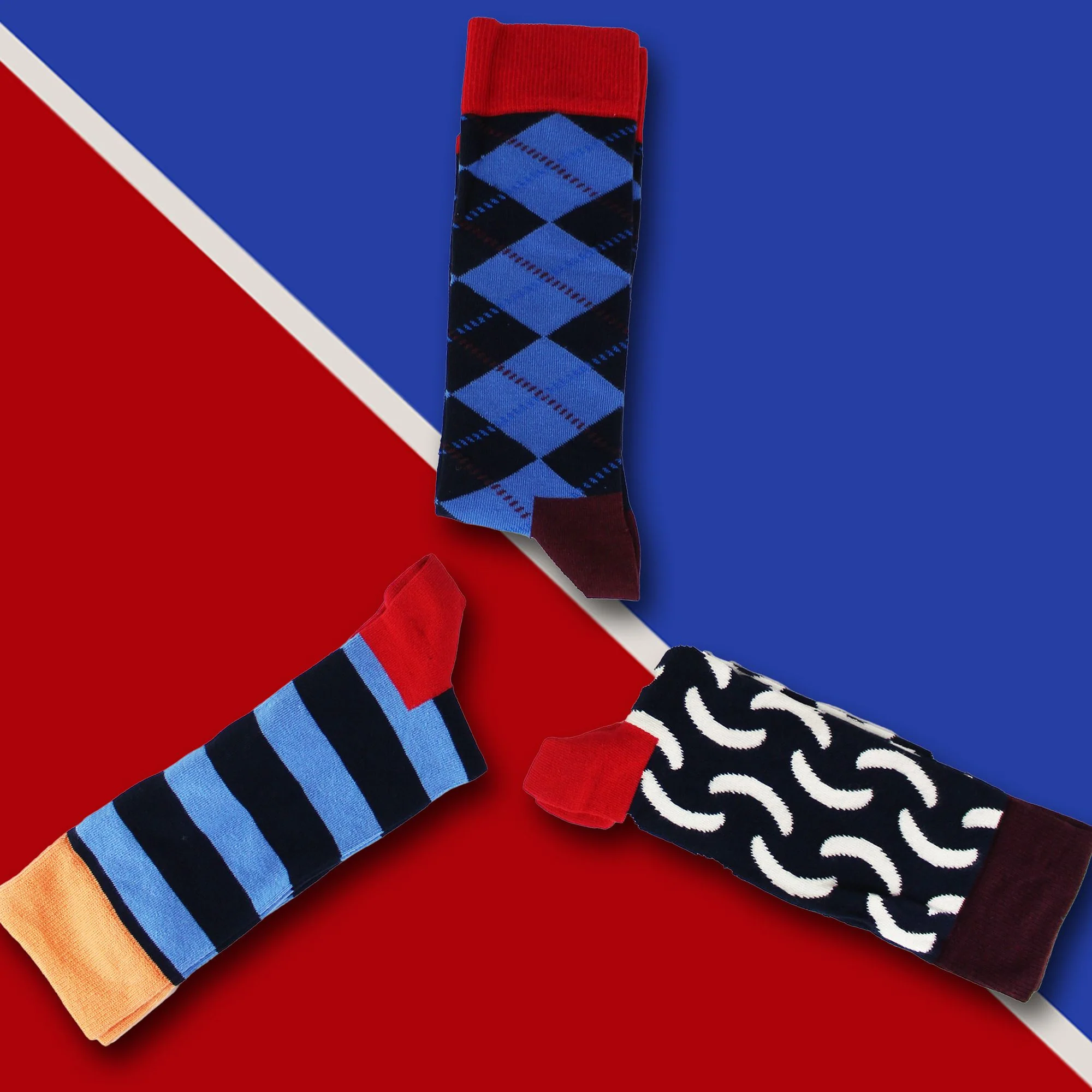 Pack of 3 Classic Argyle Patterned Mens Dress Socks | Colorful Argyle Socks - Image 11