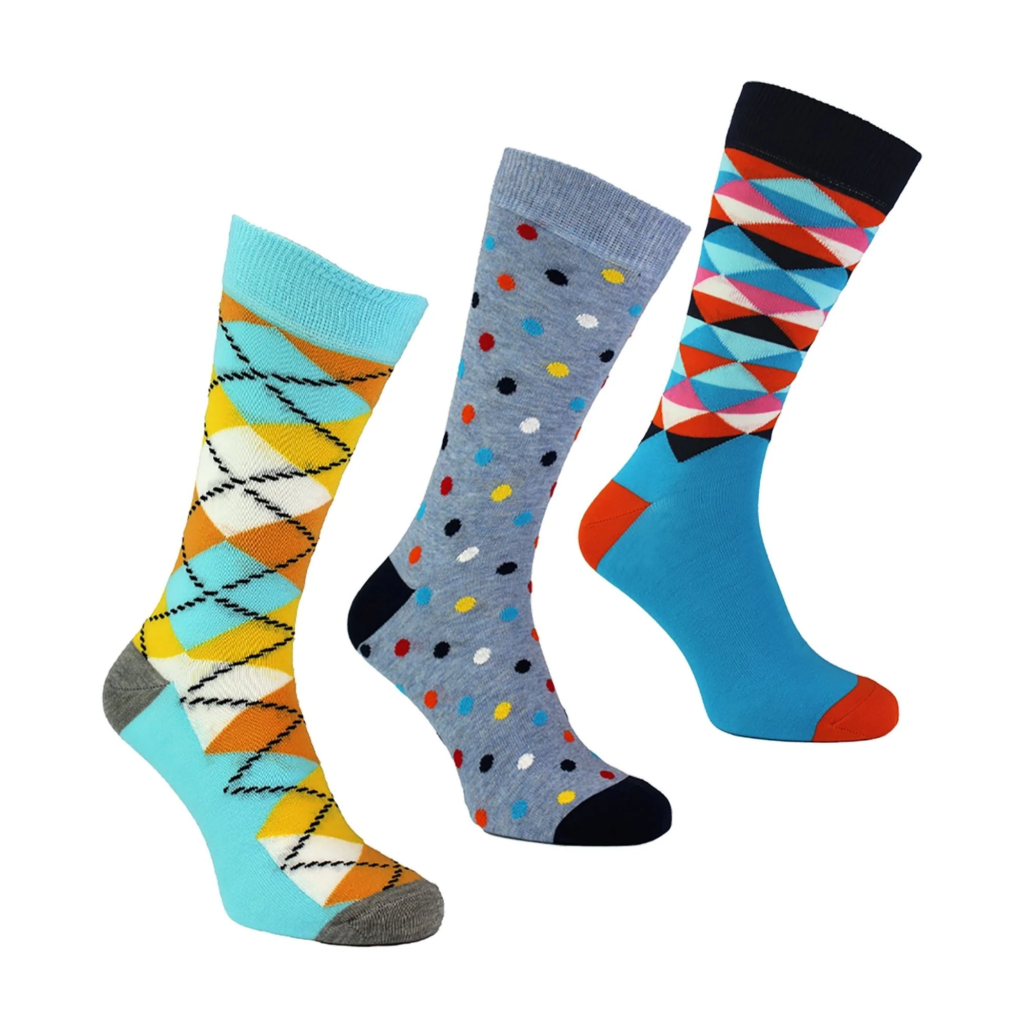 Pack of 3 Classic Argyle Patterned Mens Dress Socks | Colorful Argyle Socks - Image 5