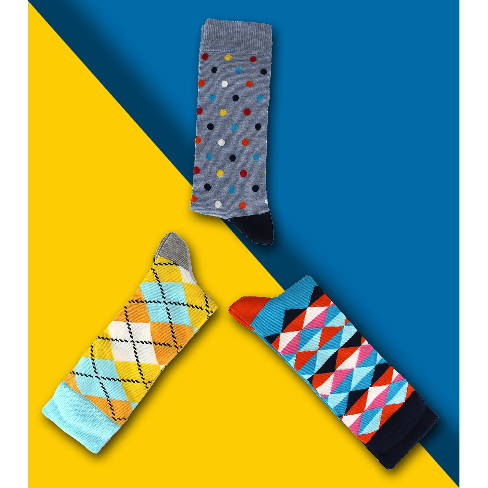 Pack of 3 Classic Argyle Patterned Mens Dress Socks | Colorful Argyle Socks - Image 7