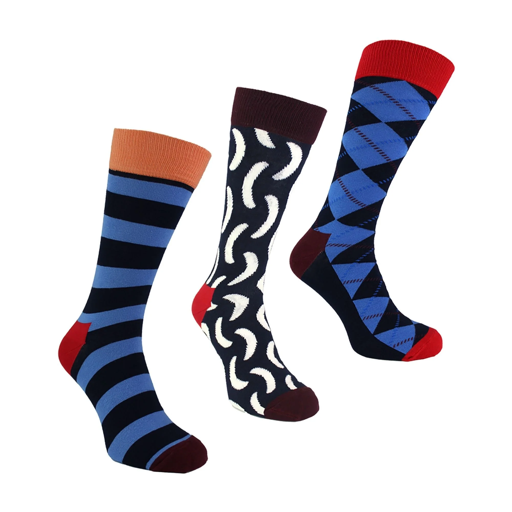Pack of 3 Classic Argyle Patterned Mens Dress Socks | Colorful Argyle Socks - Image 9