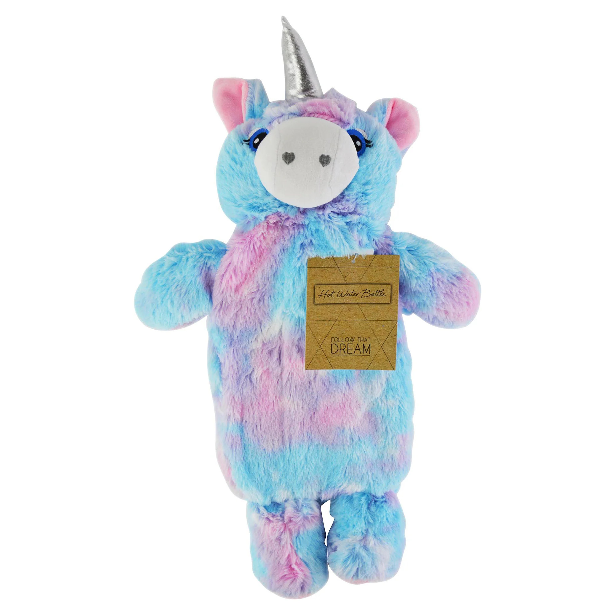 Rainbow Coloured Plush Unicorn Hot Water Bottle - 750ml - Image 4