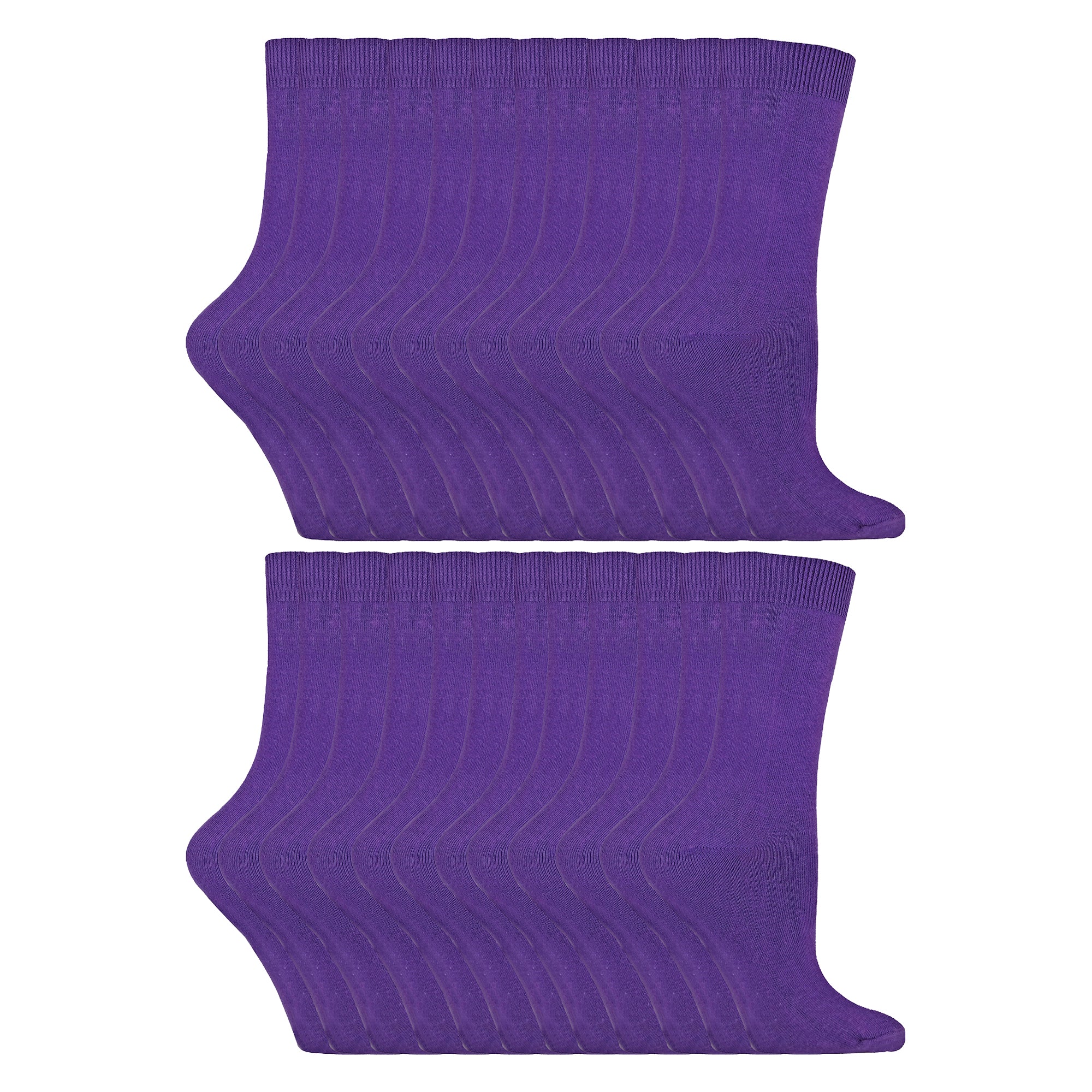 Ladies Plain Coloured Cotton Rich Dress Socks (Multipack Options) - Image 133