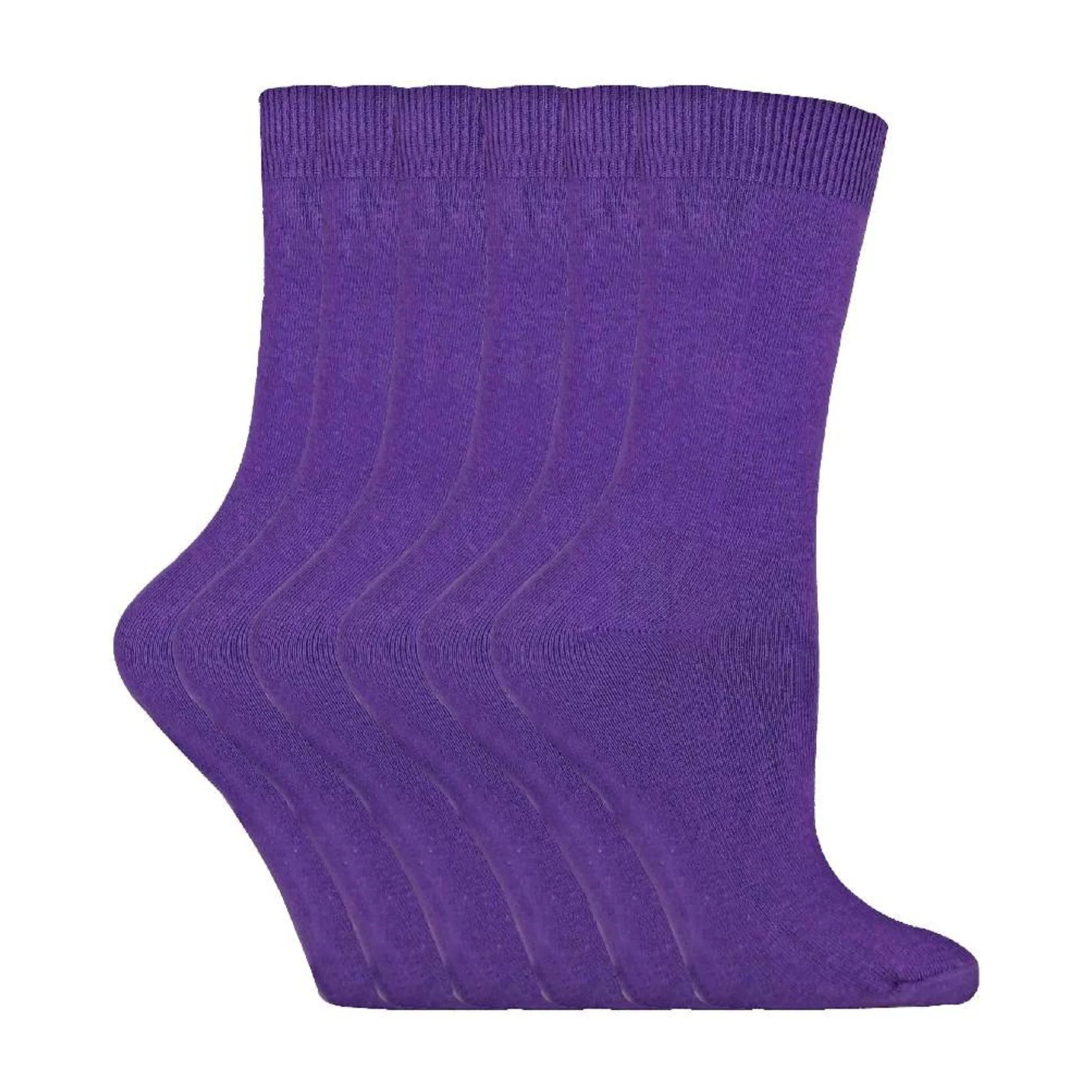 Ladies Plain Coloured Cotton Rich Dress Socks (Multipack Options) - Image 137