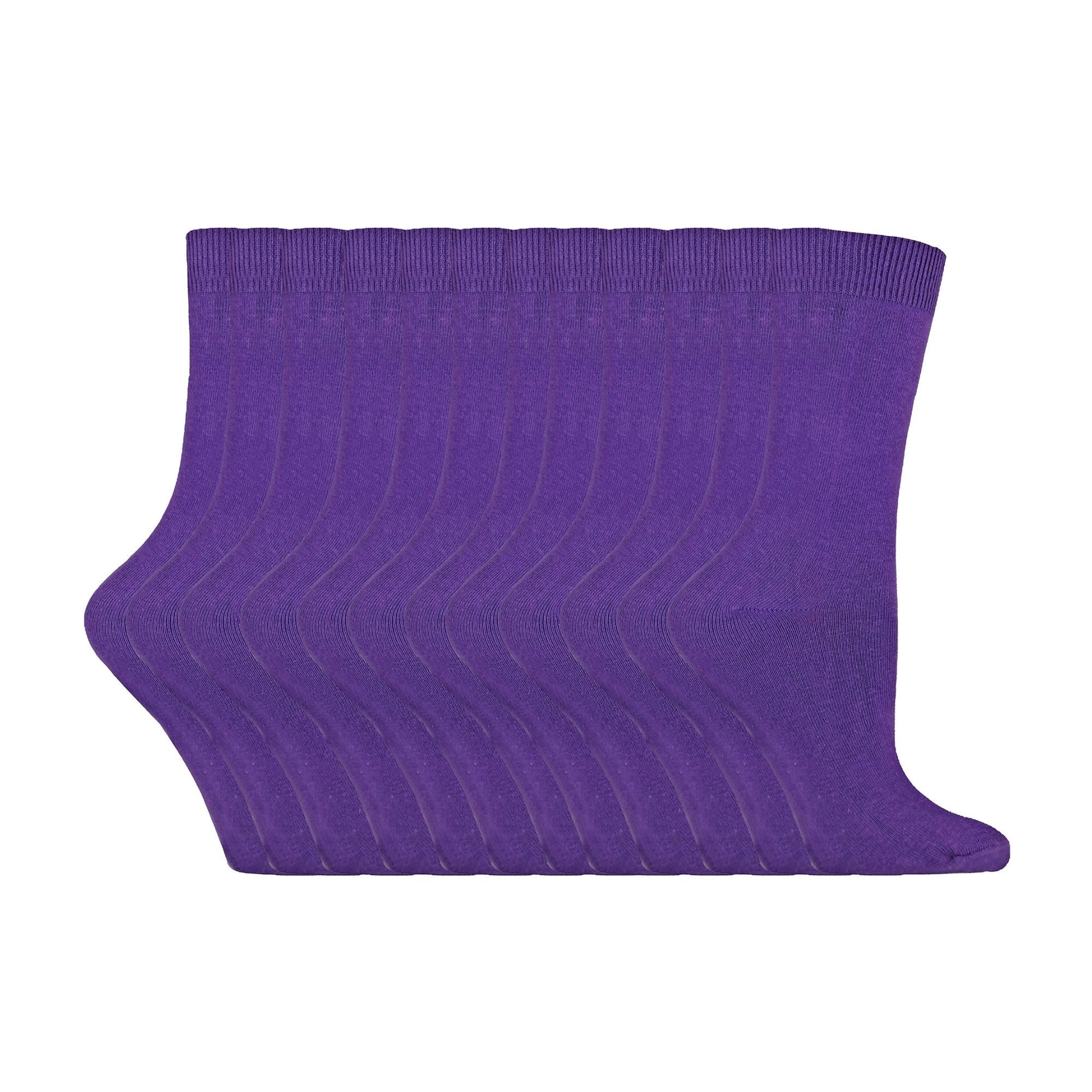 Ladies Plain Coloured Cotton Rich Dress Socks (Multipack Options) - Image 141