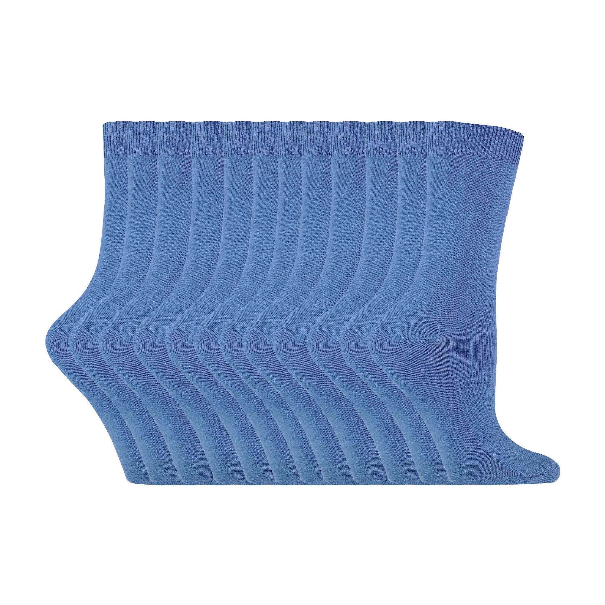 Ladies Plain Coloured Cotton Rich Dress Socks (Multipack Options) - Image 57