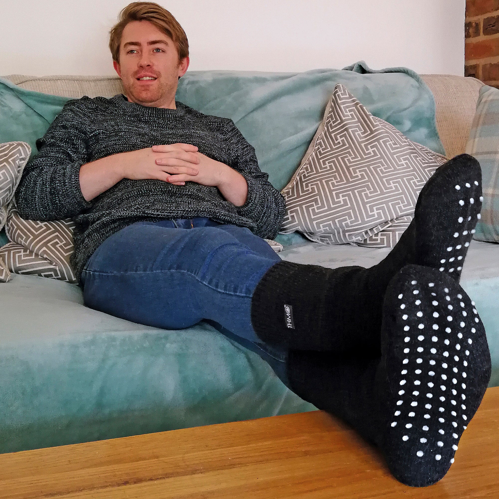 Mens Thermal Indoor Slipper Socks with Grips (Multipack Options) - Image 19