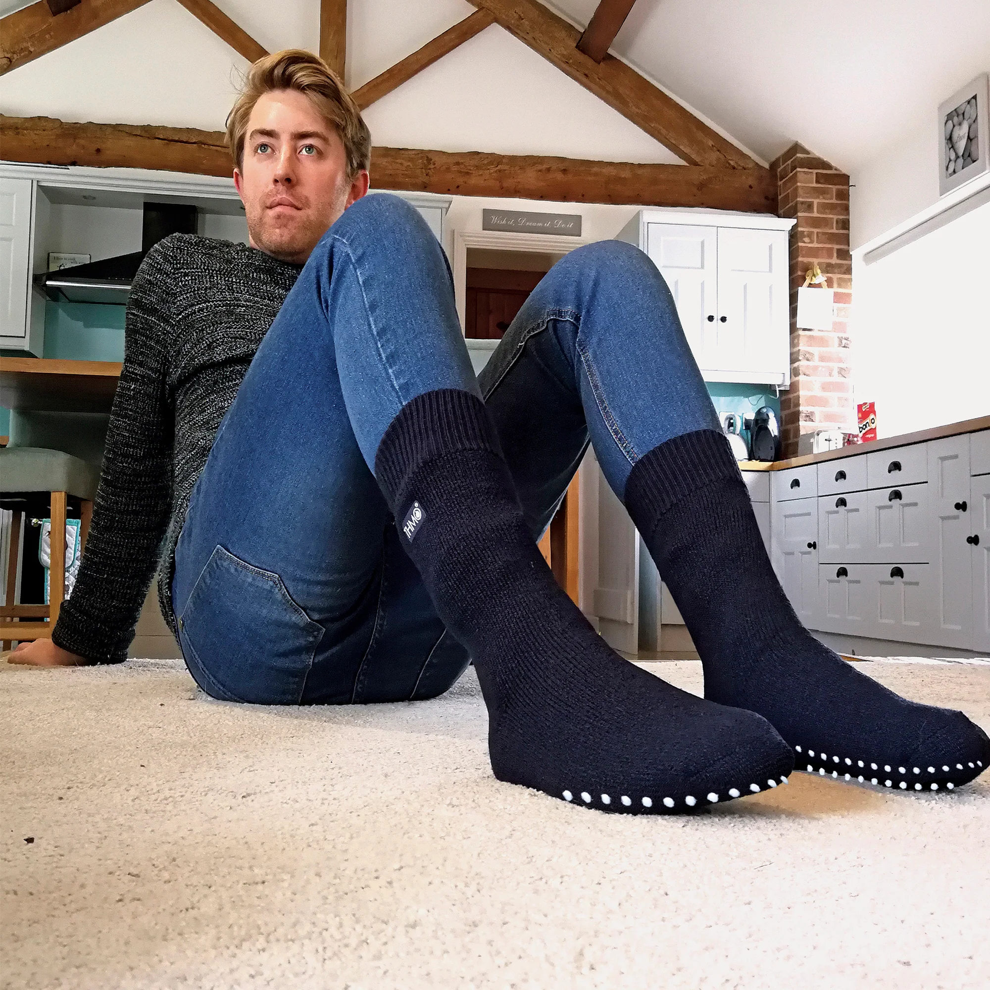 Mens Thermal Indoor Slipper Socks with Grips (Multipack Options) - Image 20