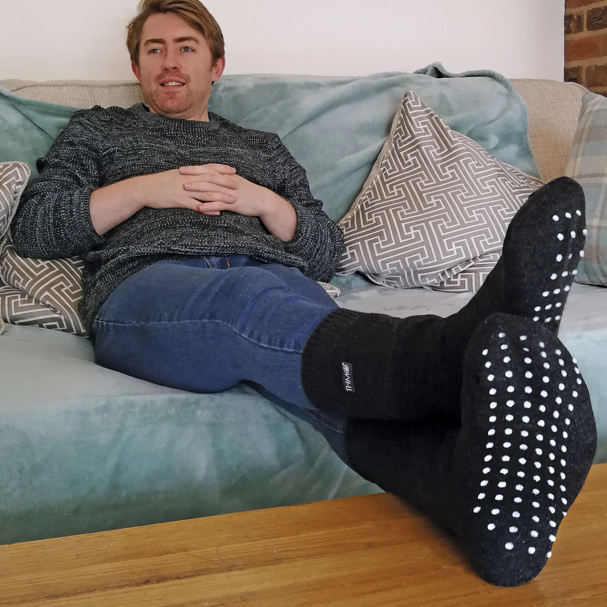 Mens Thermal Indoor Slipper Socks with Grips (Multipack Options) - Image 23