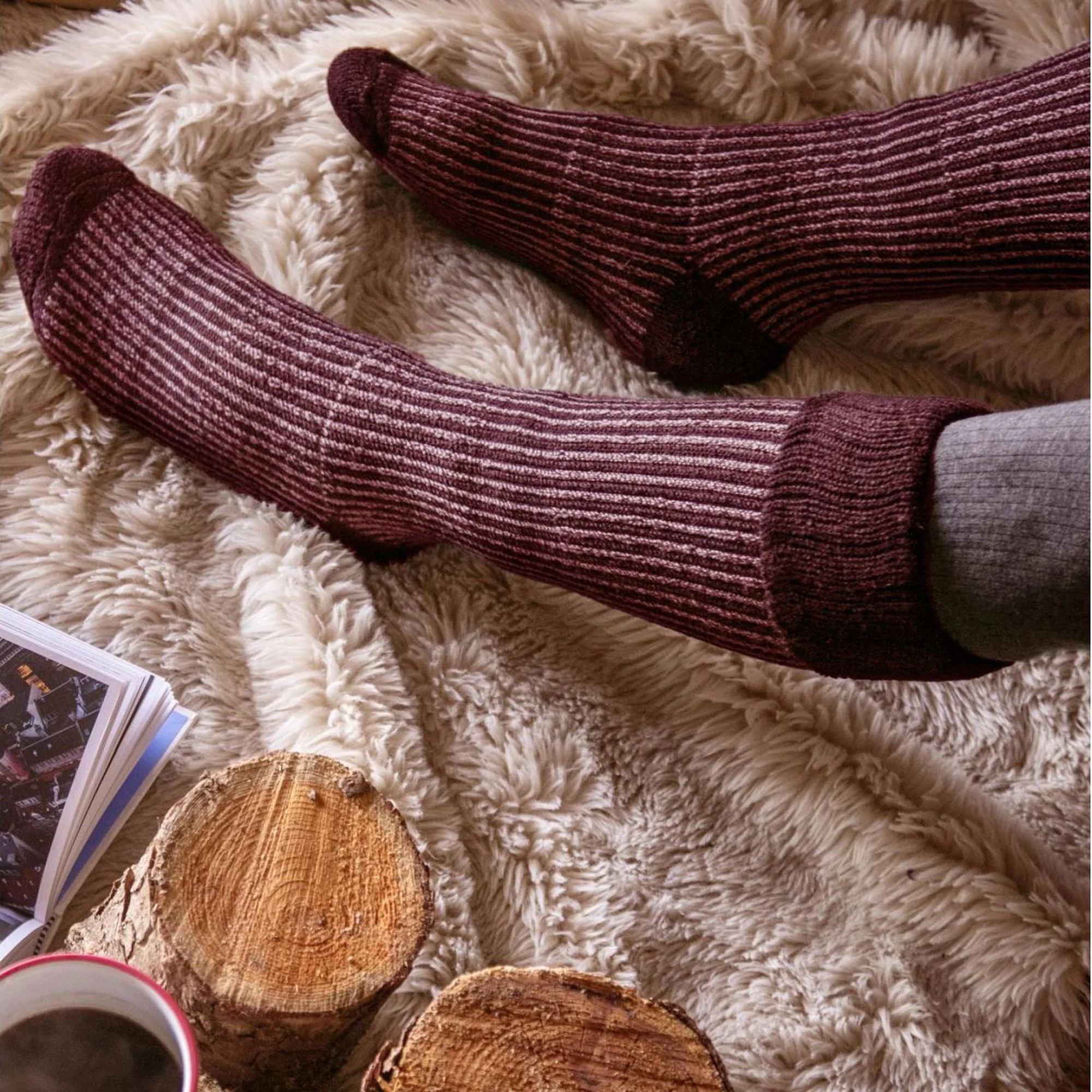 Ladies Thick Winter Warm Knee High Ribbed Thermal Boot Socks - Image 23